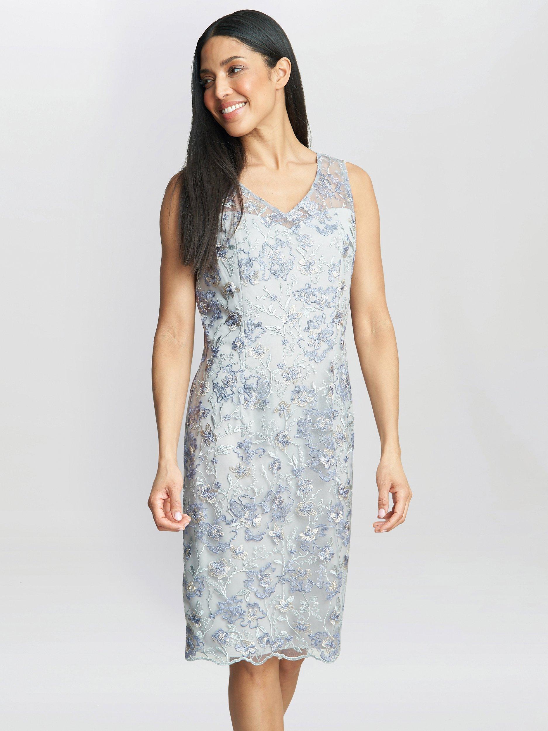 Product image 7 of 7, which shows Gina Bacconi Tracy Chiffon Jacket and Floral Embroidered Dress, Dove, 16