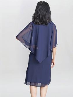 Gina Bacconi Diana Cape Chiffon Dress, Spring Navy - view 2, Spring Navy