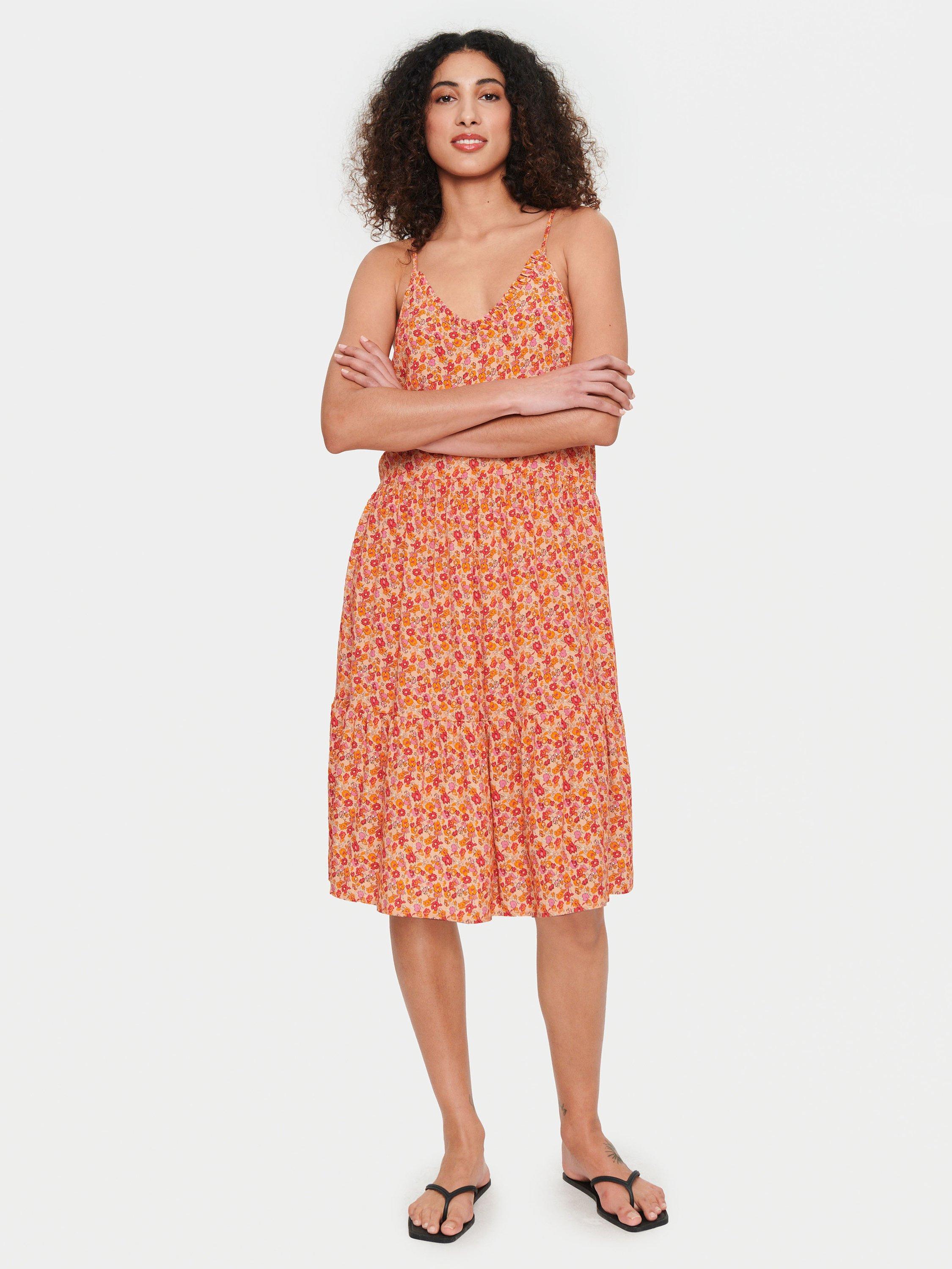 Saint Tropez Eda Strappy Midi Dress, Orange/Multi