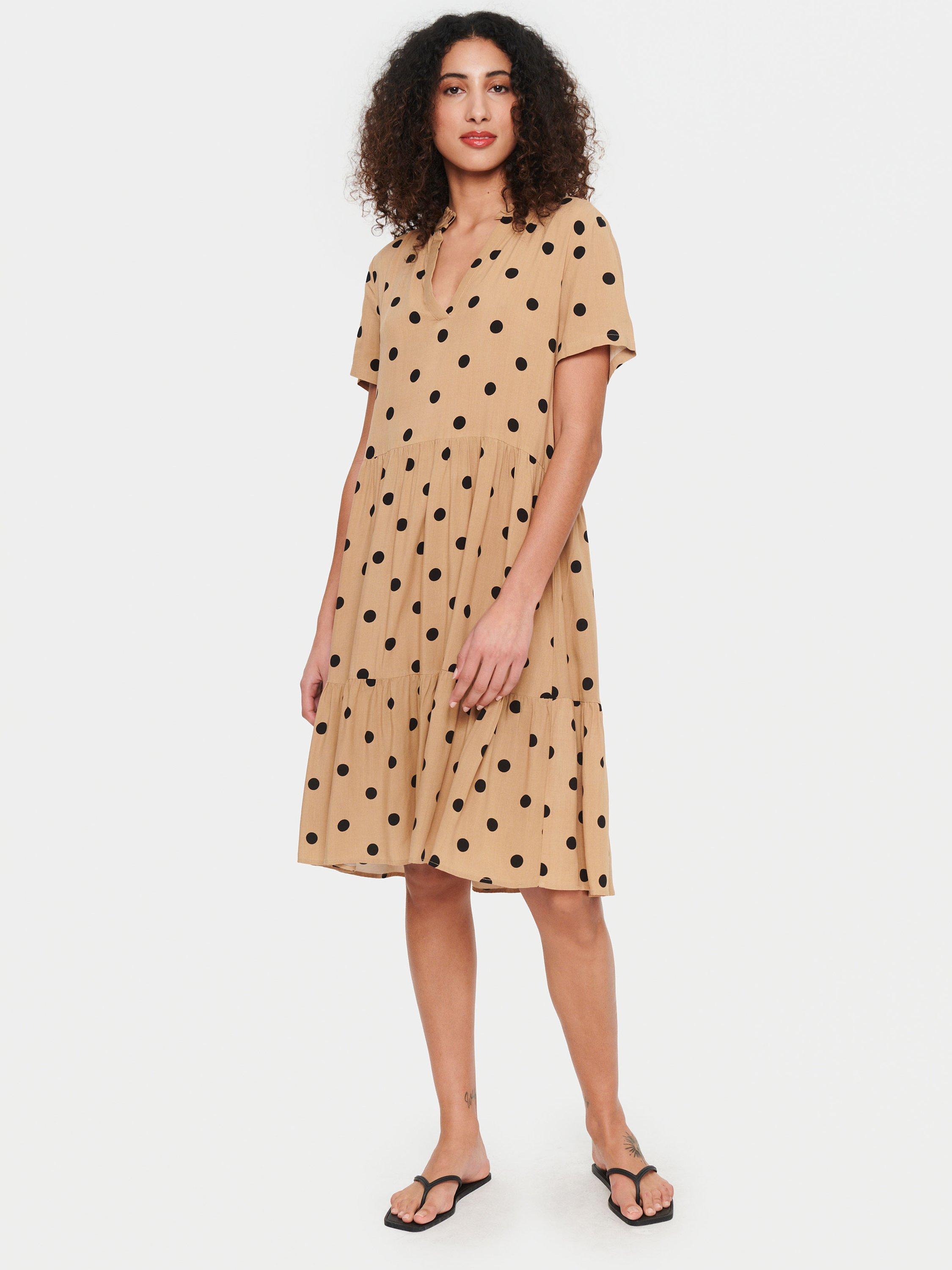 Saint Tropez Eda Spot Print Tiered Shirt Dress, Tannin