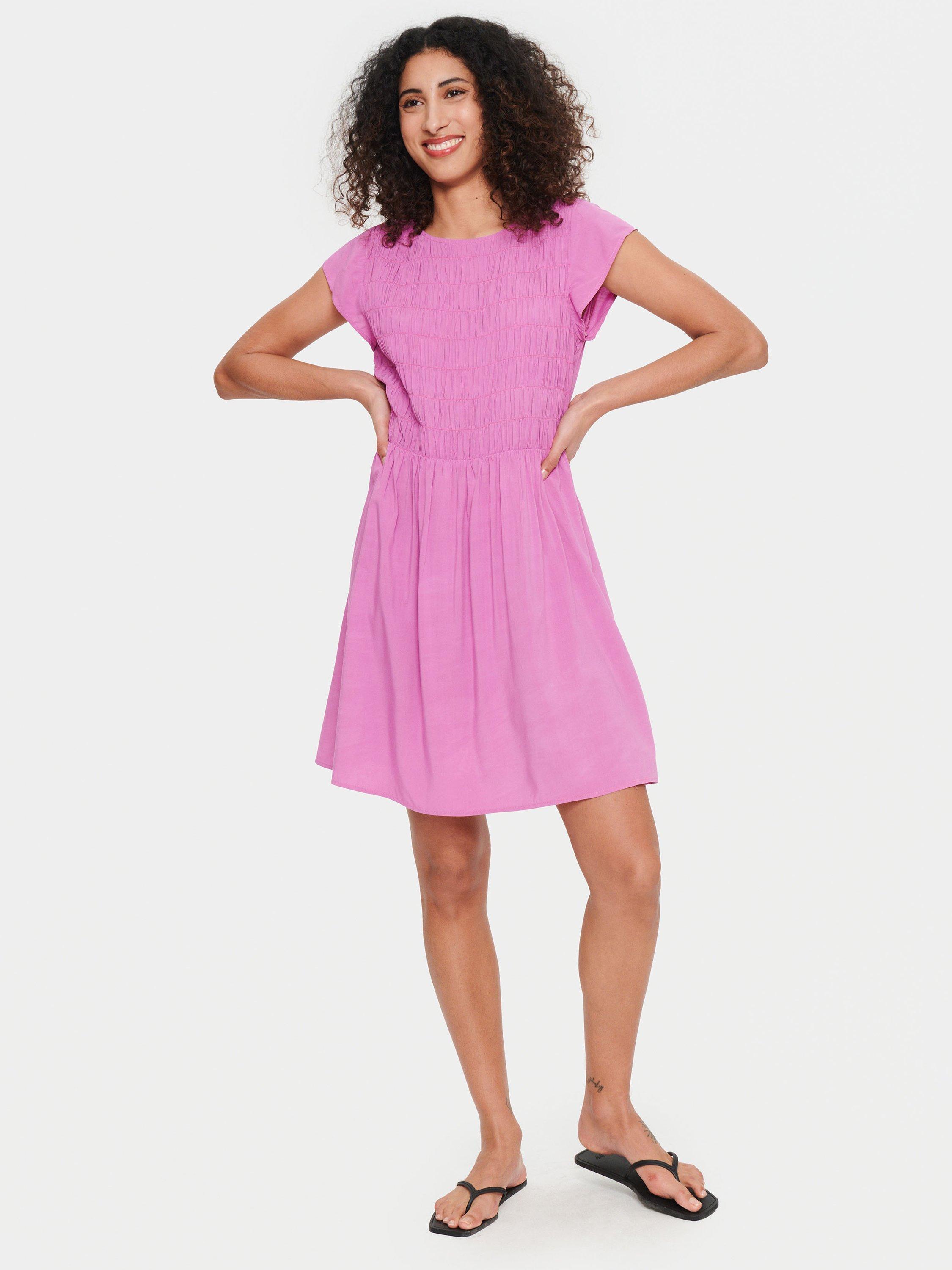 Saint Tropez Gisla Shift Short Sleeve Mini Dress, Radiant Orchid