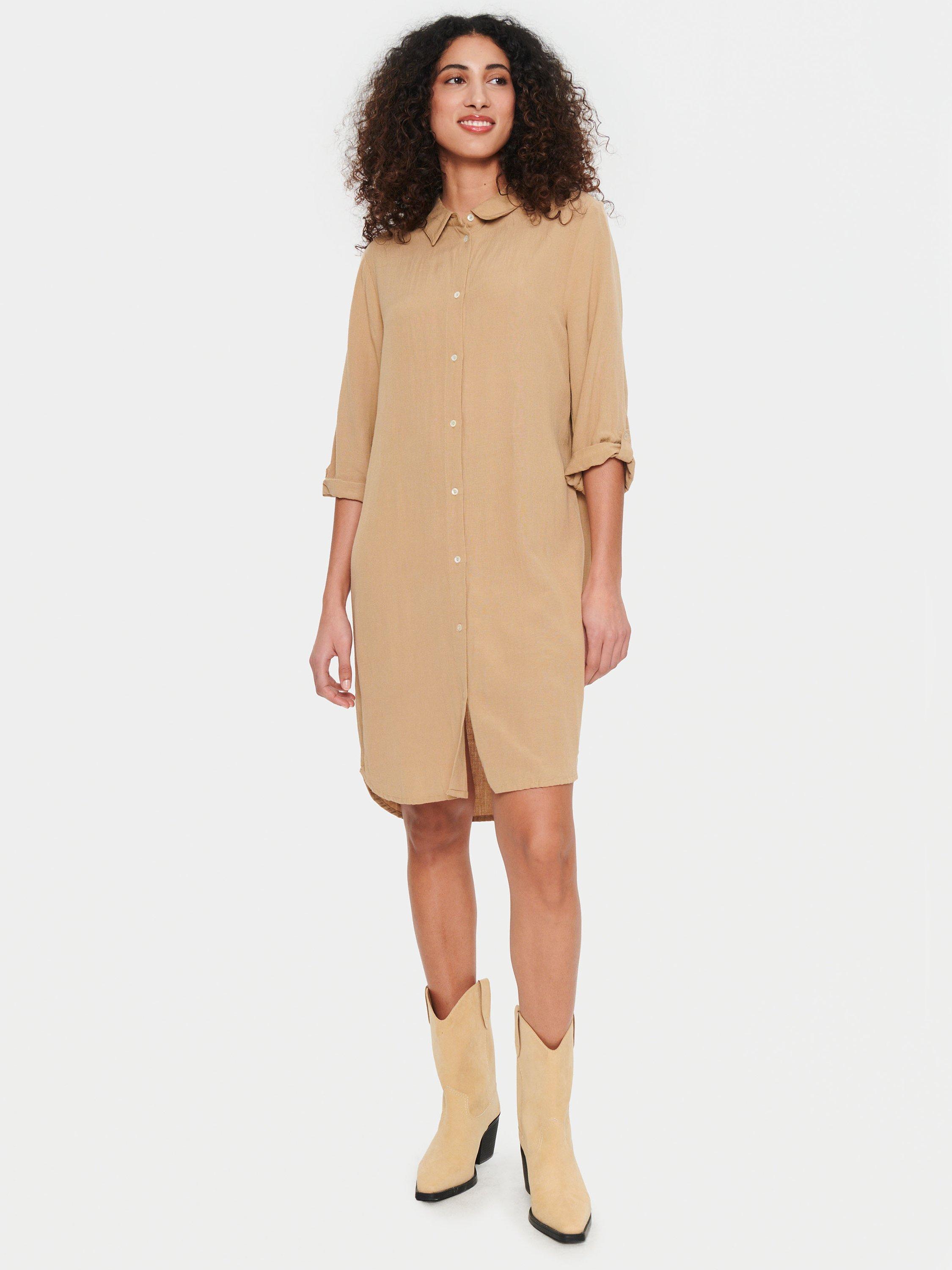 Product image 1 of 6, which shows Saint Tropez Ulina Shirt Dress, Tannin, XL