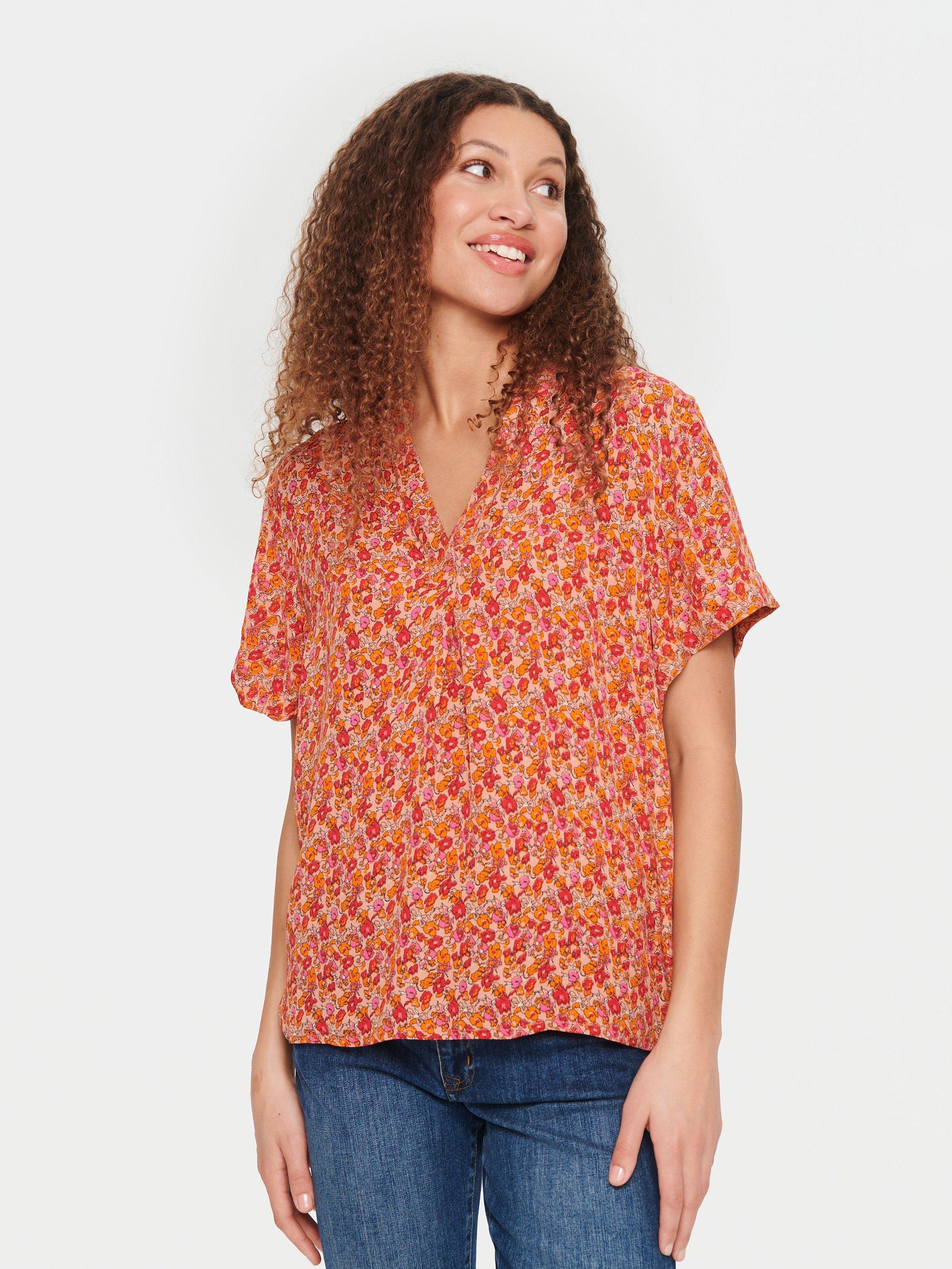 Saint Tropez Agnes Floral Print Blouse, Peach Bloom