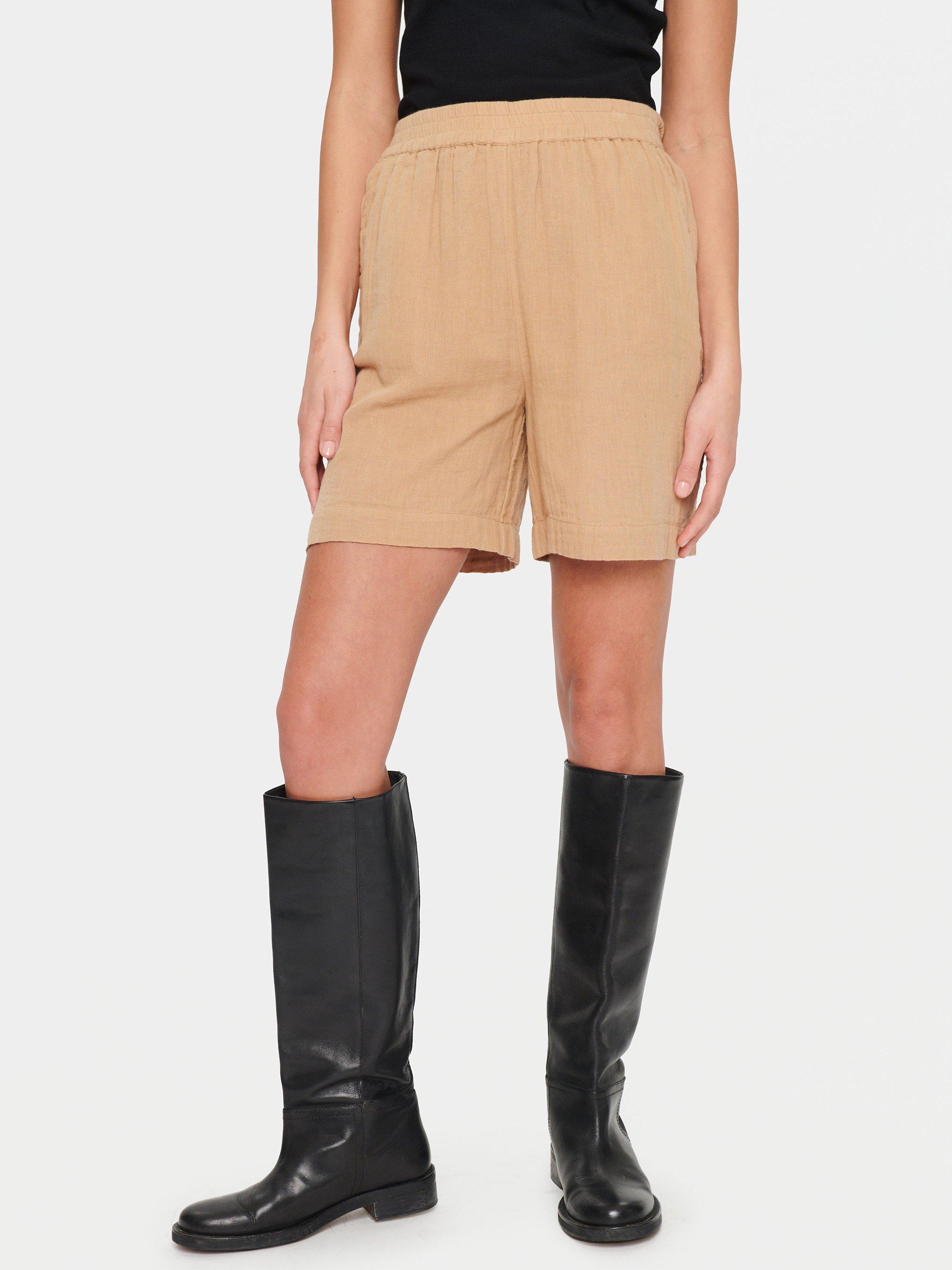 Saint Tropez Urika Elastic Waist Shorts, Brown, XS