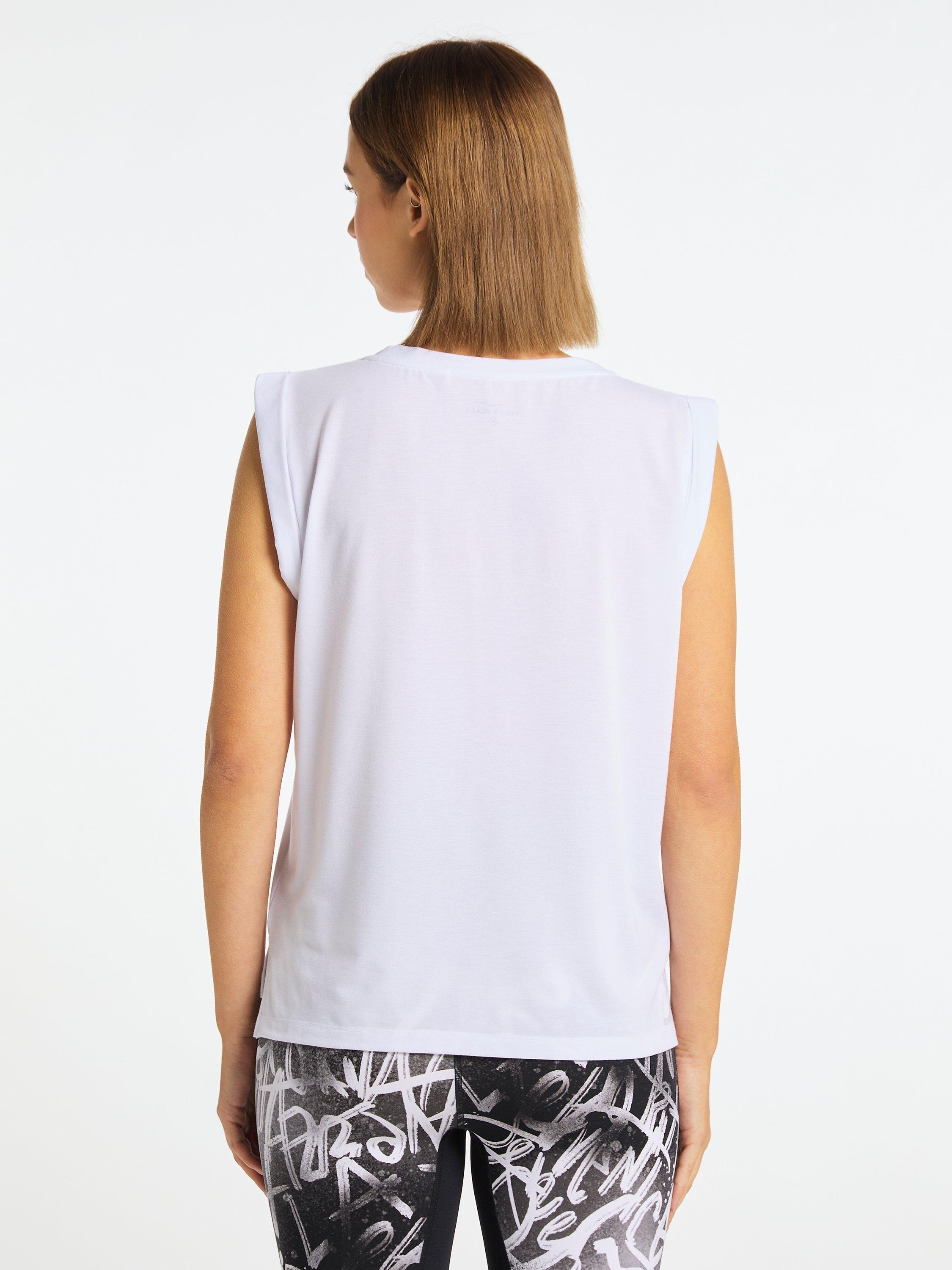 Product image 2 of 7, which shows Venice Beach Chayanne Sleeveless Gym Top, White, M