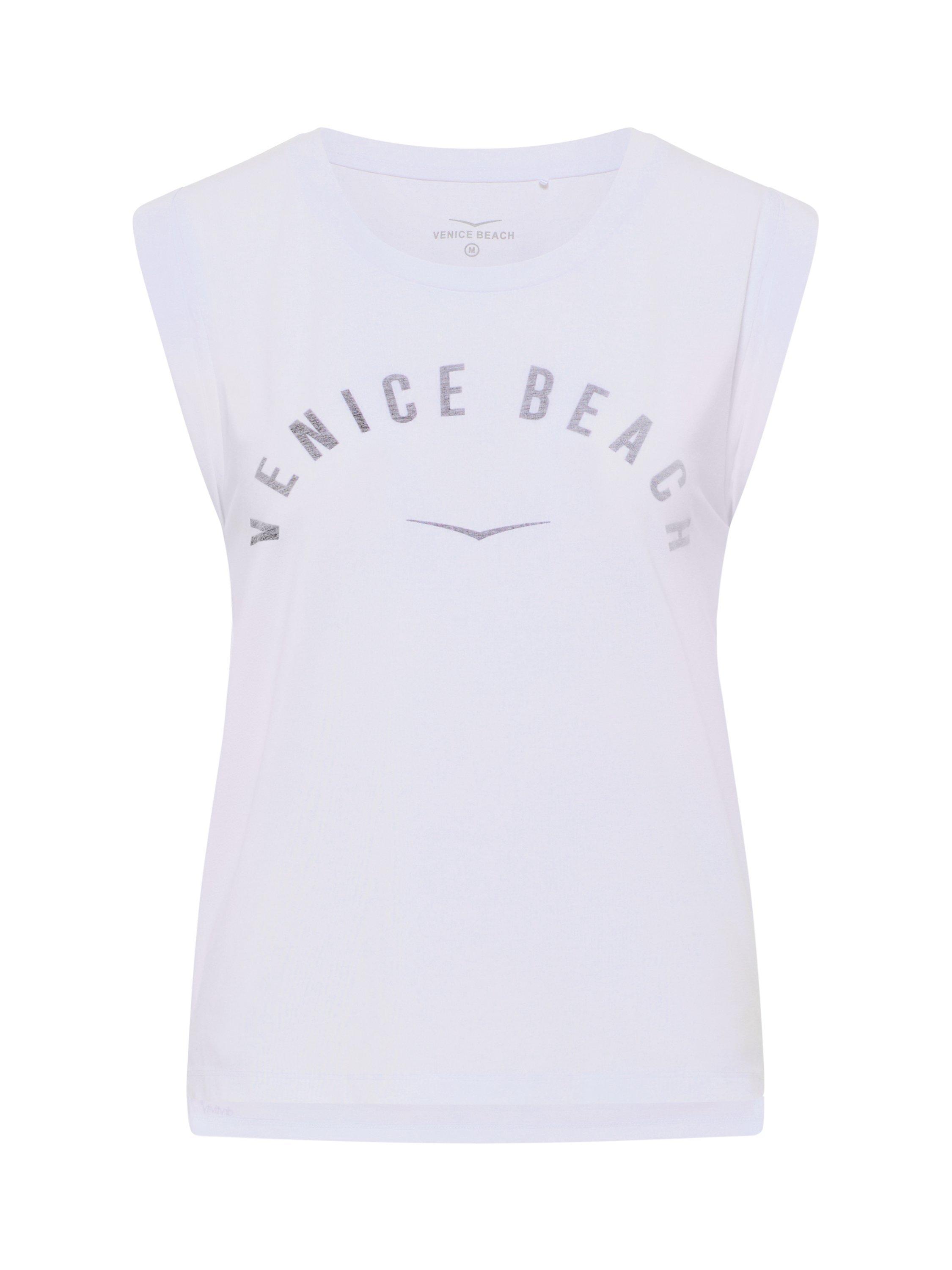 Product image 4 of 7, which shows Venice Beach Chayanne Sleeveless Gym Top, White, M