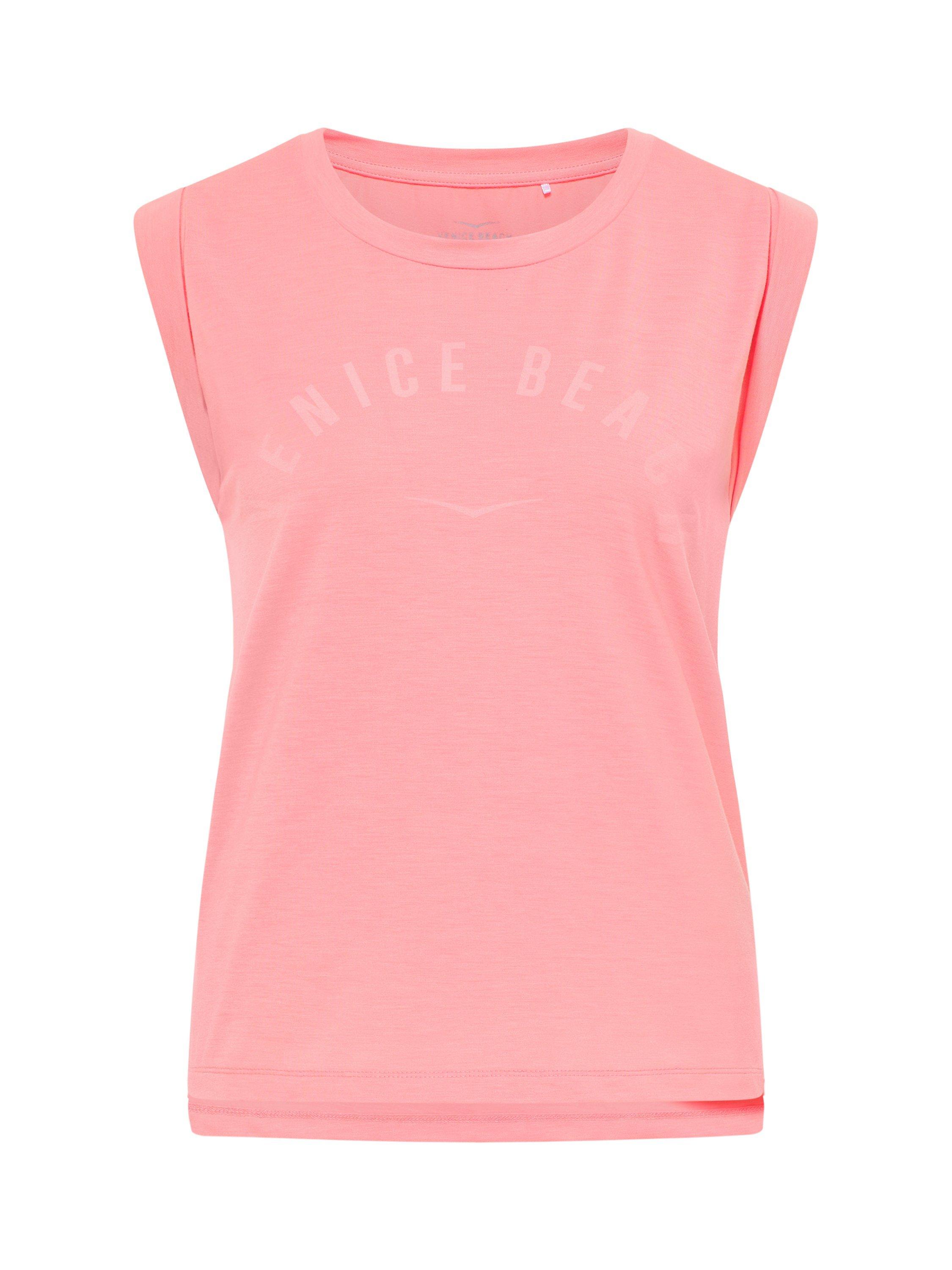 Product image 4 of 7, which shows Venice Beach Chayanne Sleeveless Gym Top, Sunset Peach, S