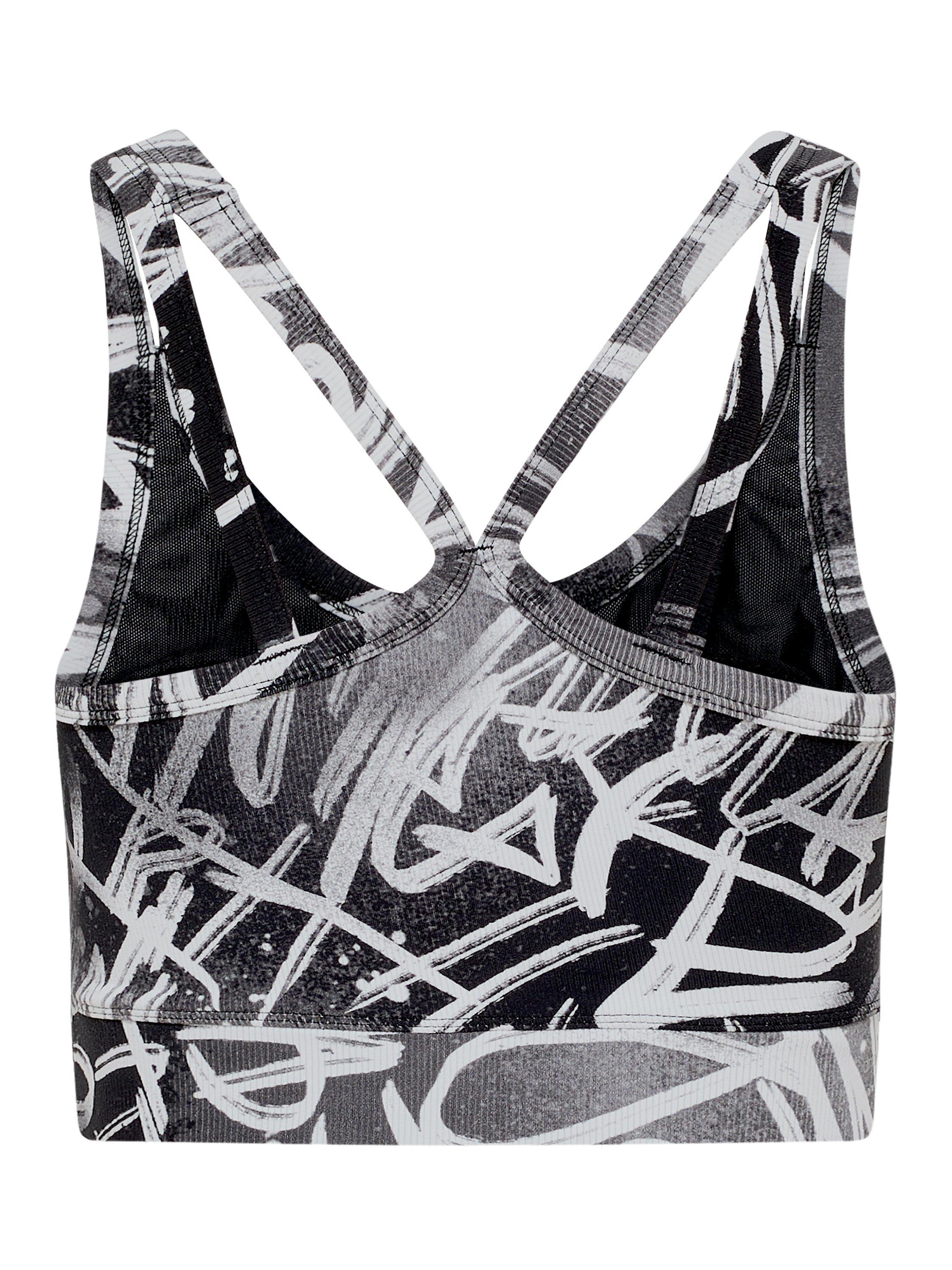 Product image 5 of 7, which shows Venice Beach Violet Medium Impact Sports Bra, Aop Graffiti Walls, XS