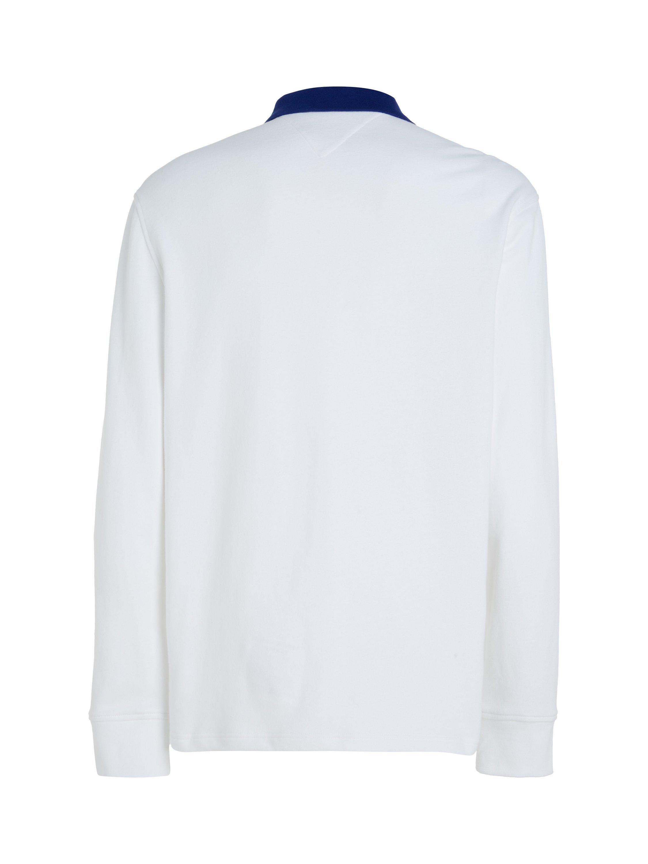 Product image 5 of 6, which shows Tommy Jeans Relaxed Rugby Polo Top, White/Red, M