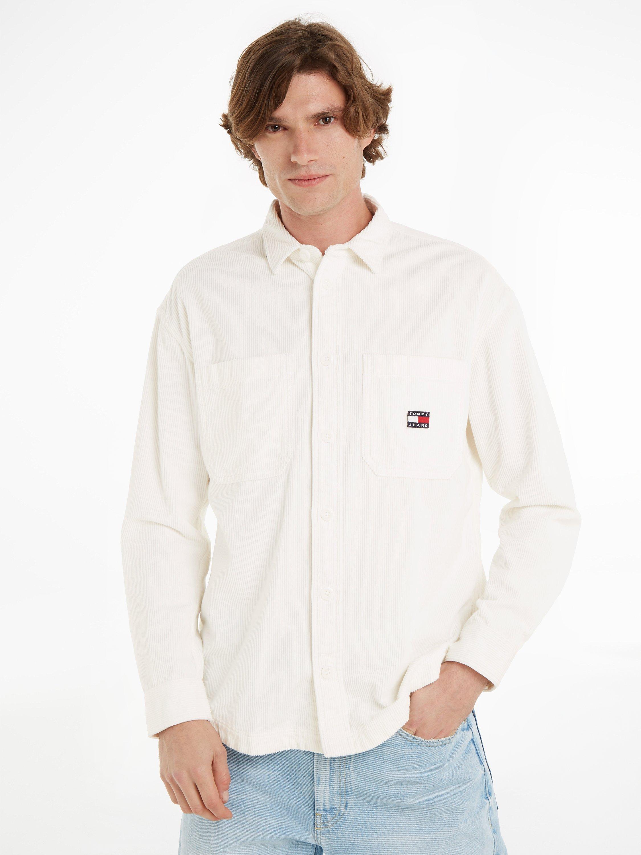 Tommy Jeans Corduroy Overshirt, Collegiate Green, Ancient White