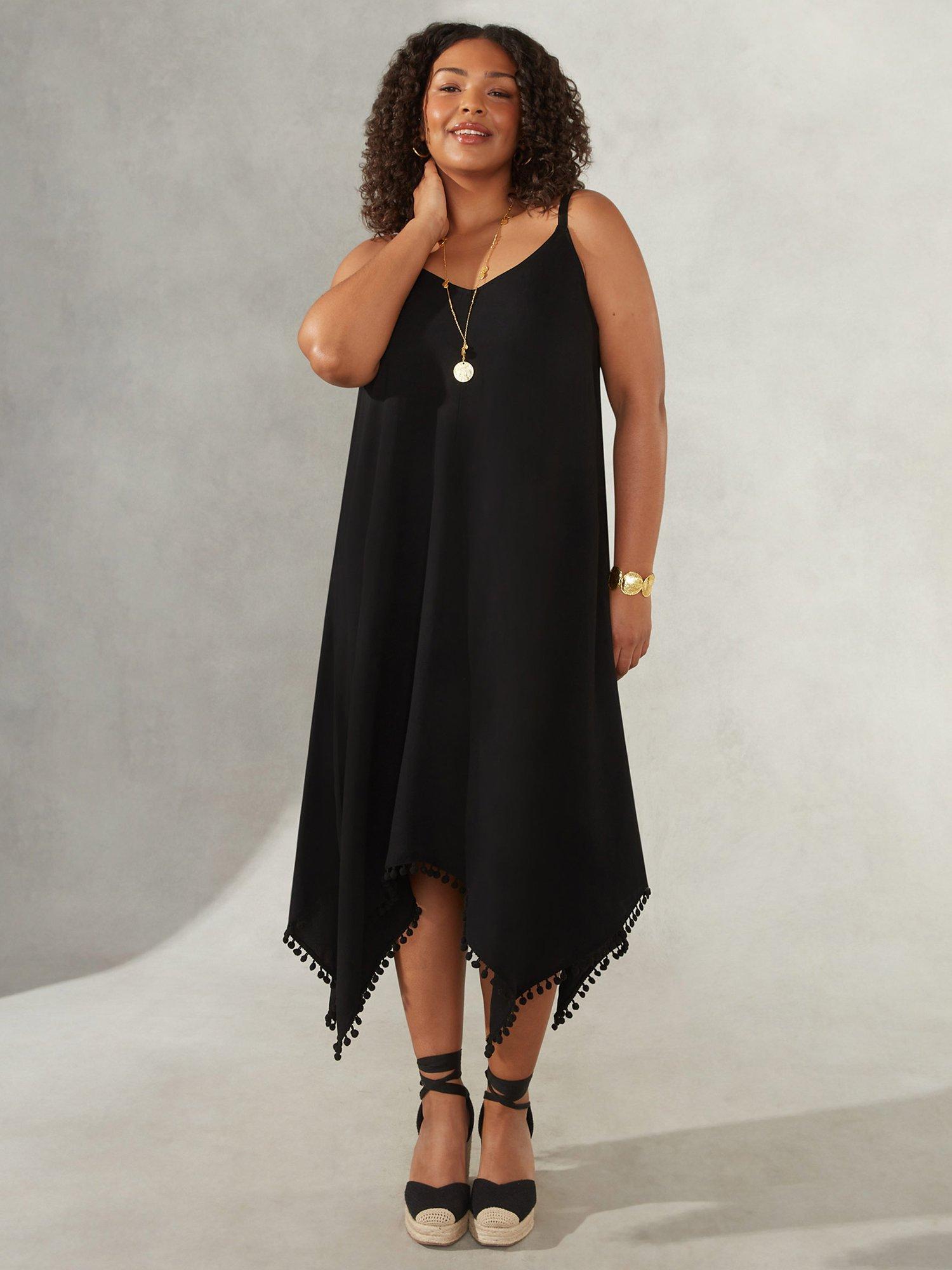 Live Unlimited Curve Hanky Hem Slip Dress, Black