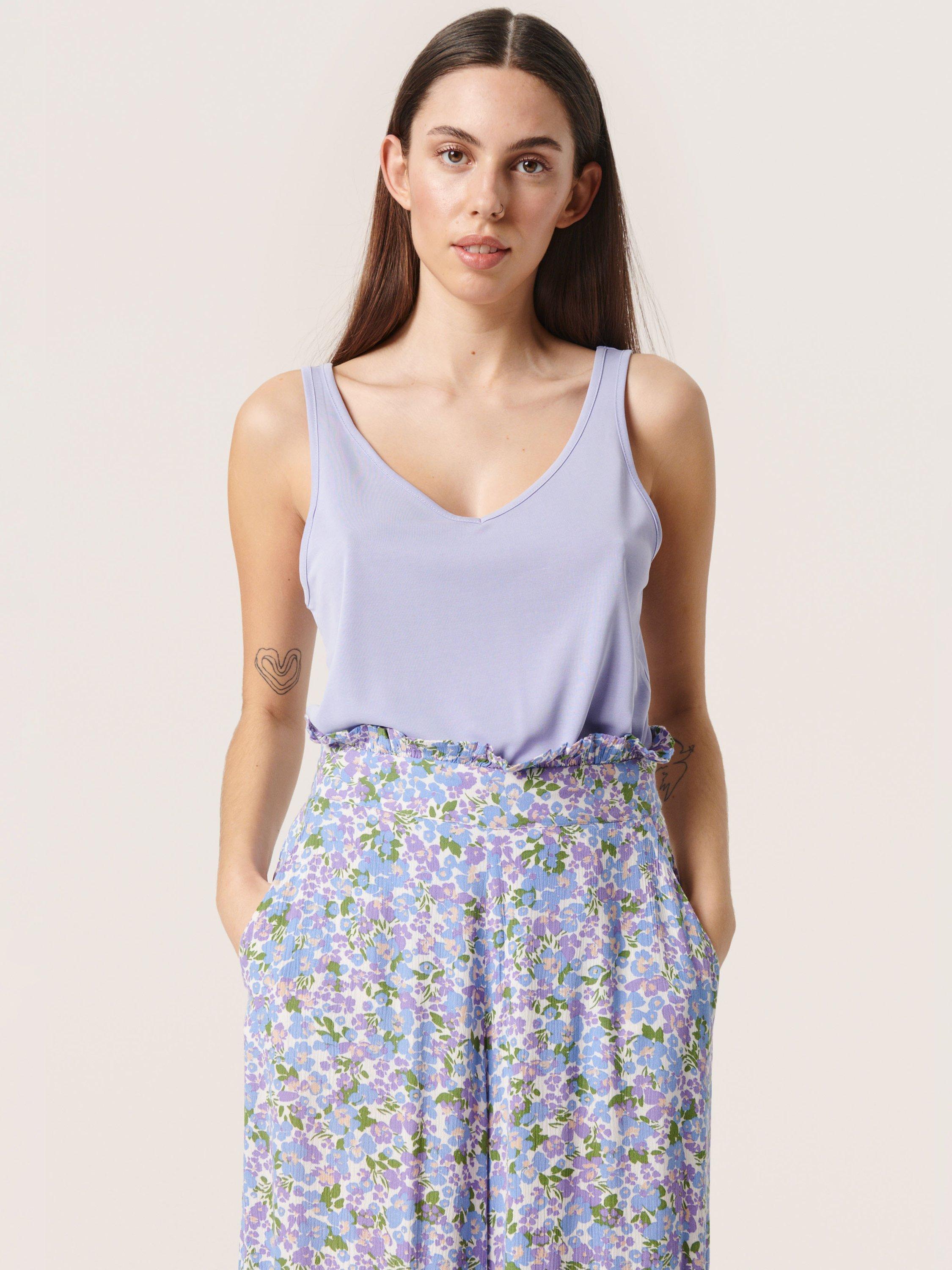 Soaked In Luxury Columbine V-Neck Sleeveless Tank Top, Sweet Lavender