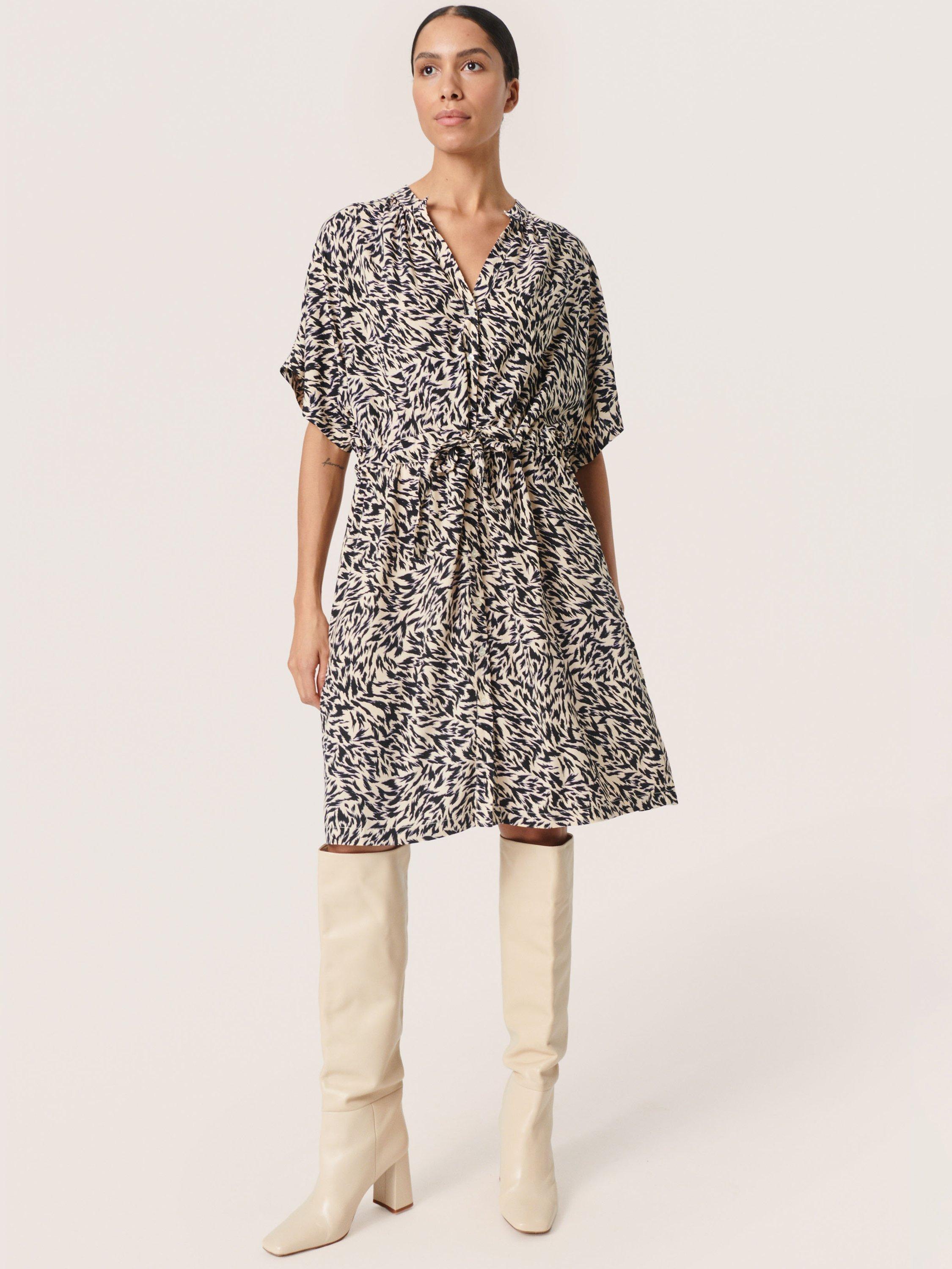 Soaked In Luxury Arowe Short Sleeve Knee Length Dress, Black Preppy