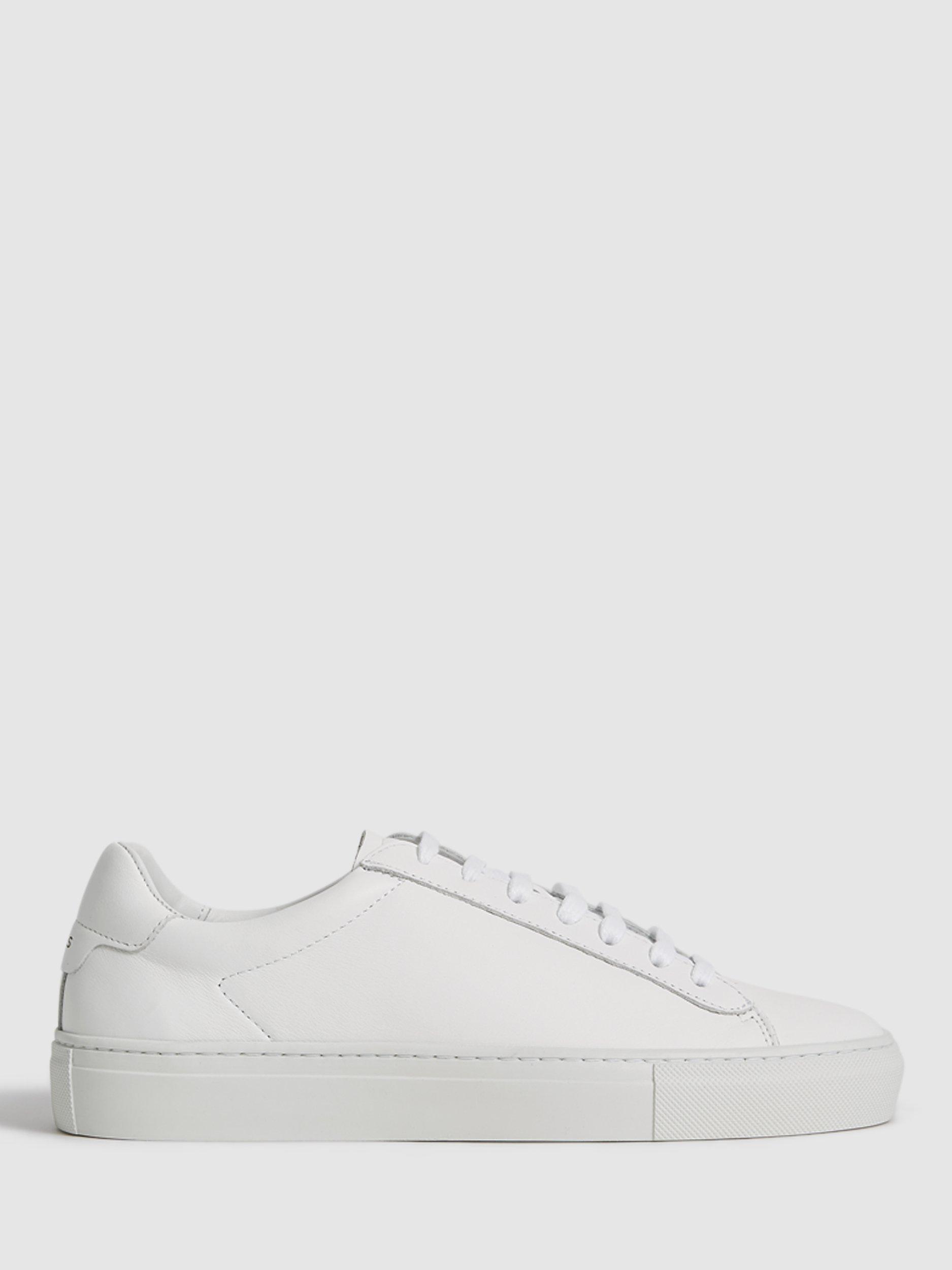 Reiss Finley Low Top Leather Trainers, White