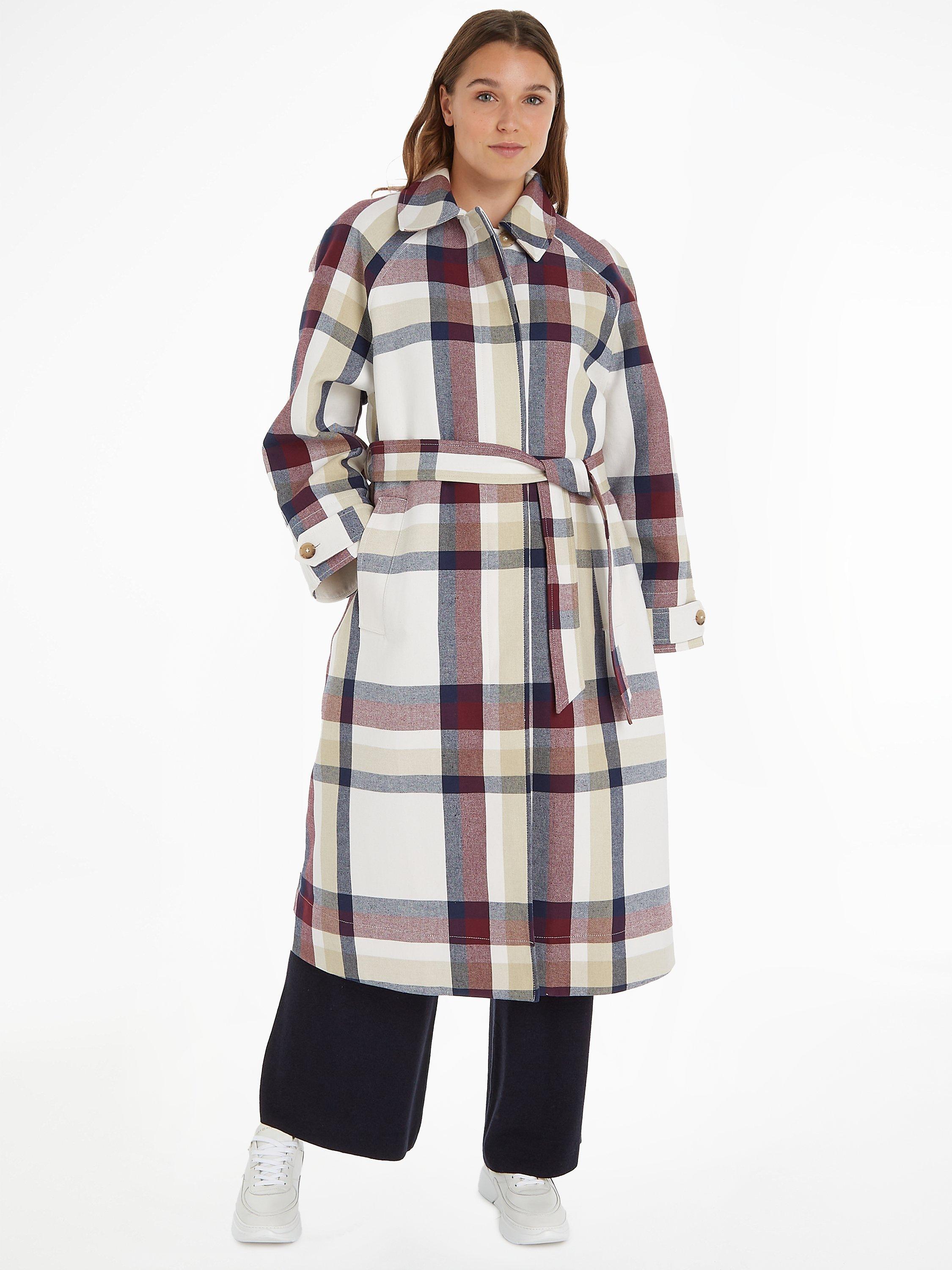 Tommy Hilfiger Check Mac Coat, Ecru