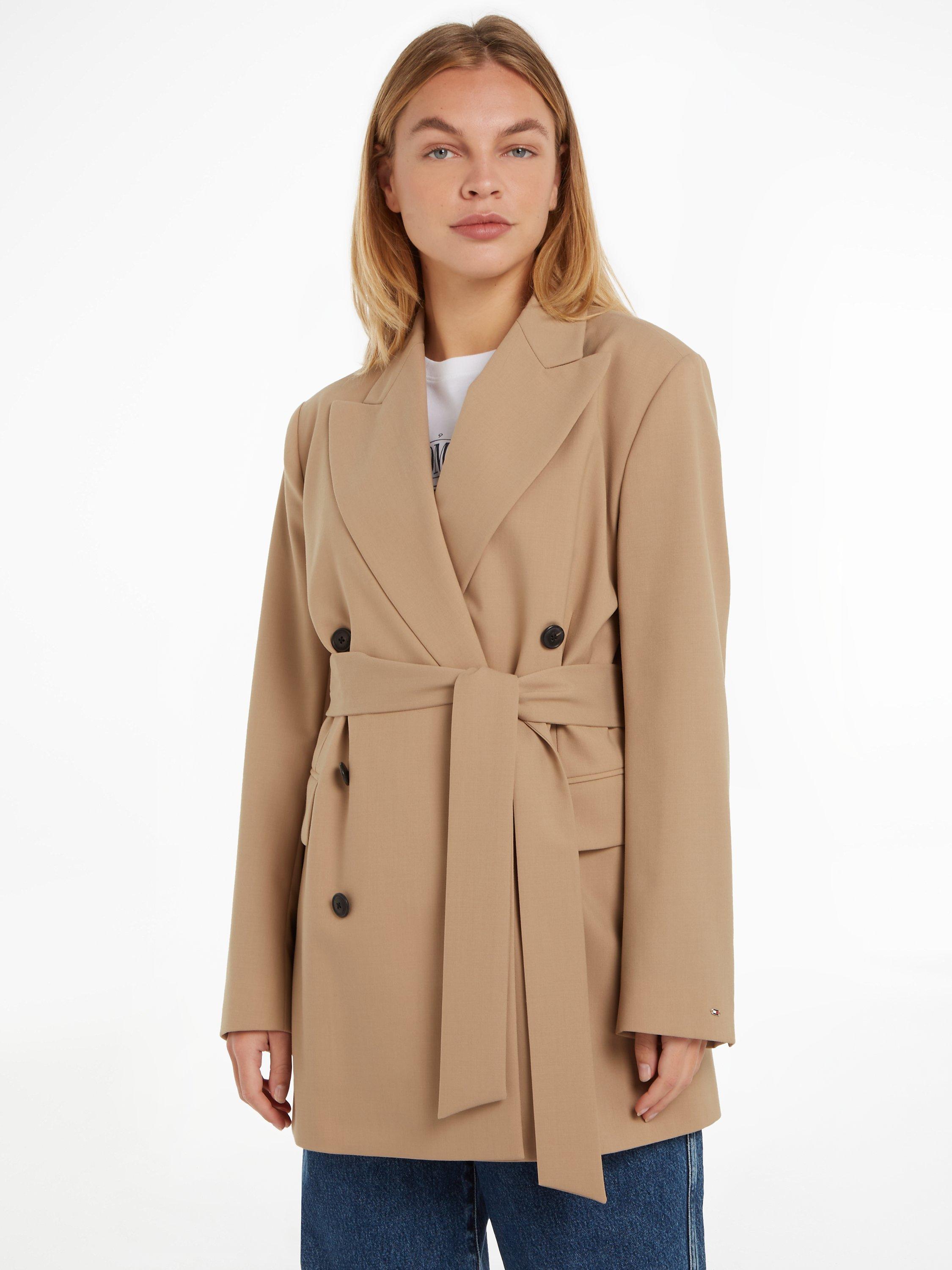 Tommy Hilfiger Double Breasted Wool Blend Coat Classic Beige