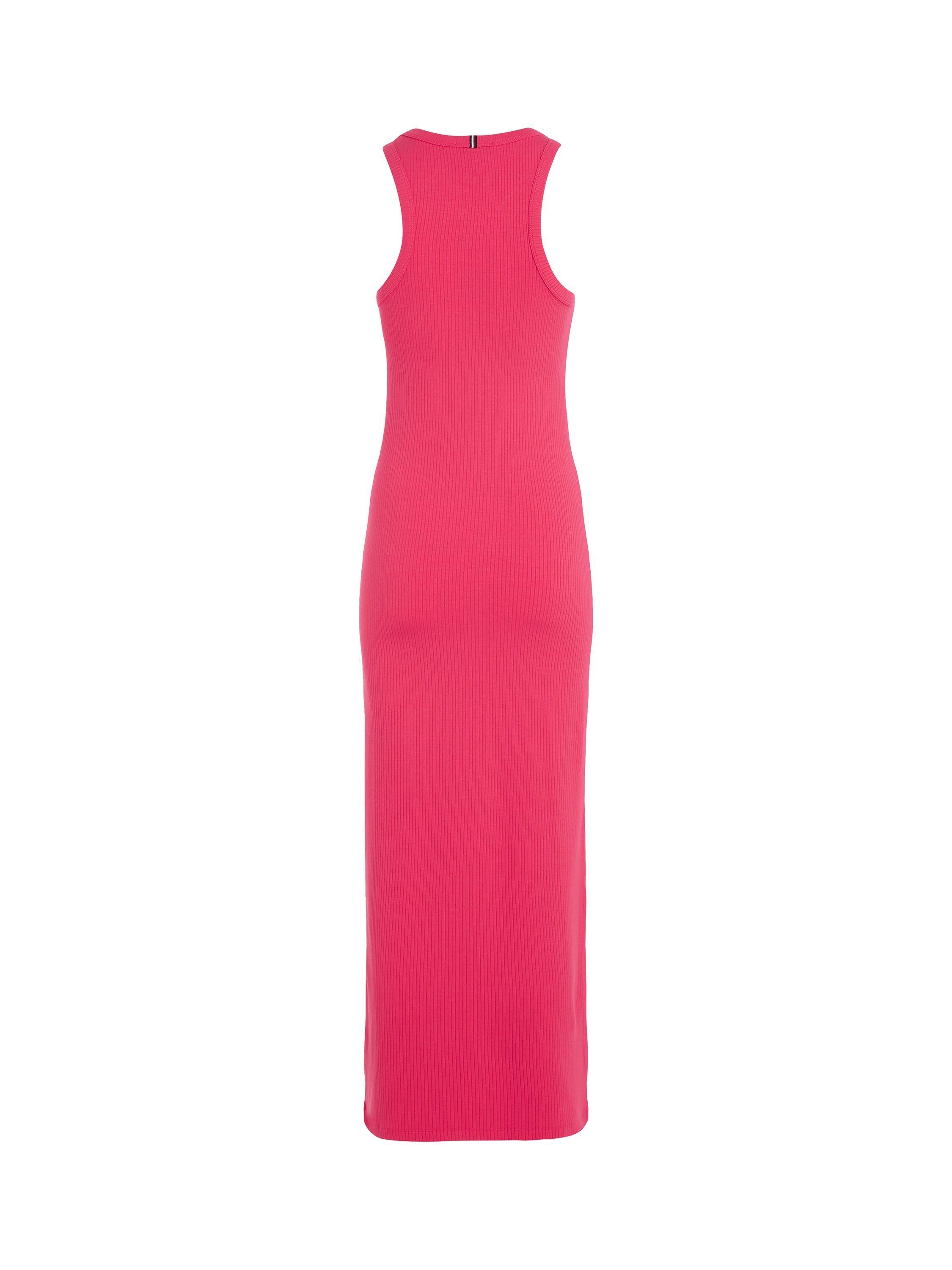 Tommy Hilfiger Slim Rib Midi Dress, Bright Cerise Pink, S