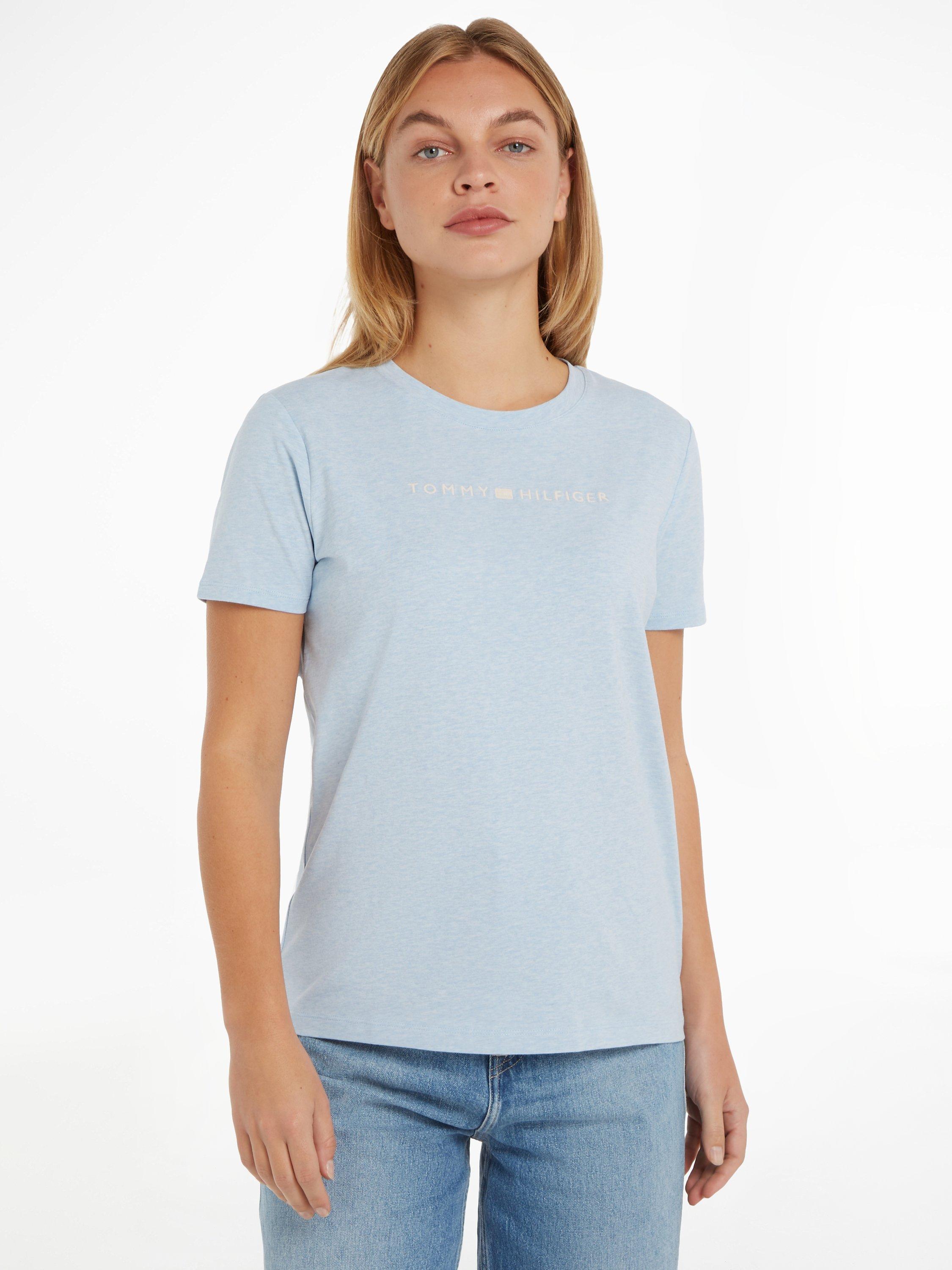 Tommy Hilfiger Organic Cotton Blend Logo T-Shirt, Breezy Blue Heather