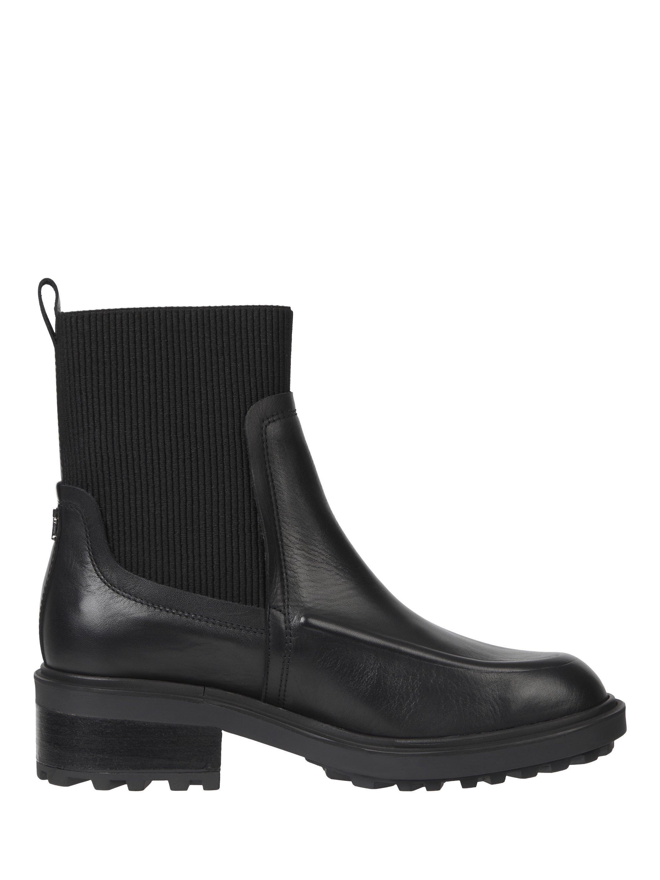 Tommy Hilfiger Stretch Leather Ankle Boots, Black