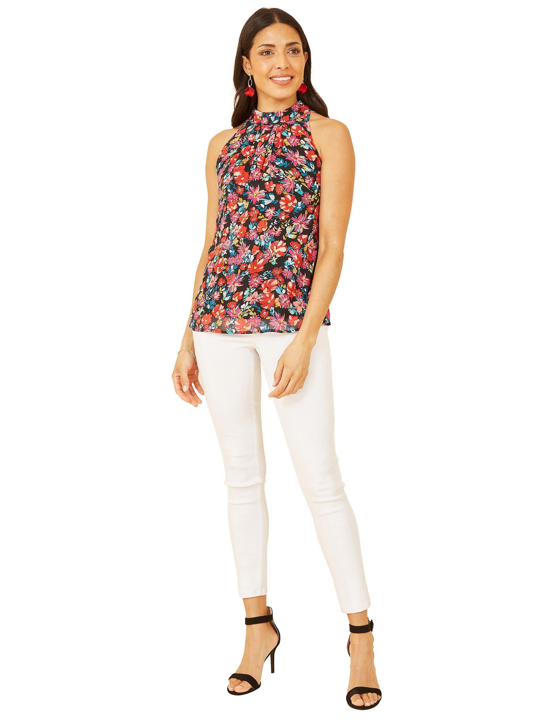 Product image 2 of 5, which shows Yumi  Floral Halter Neck Top, Multi, 8
