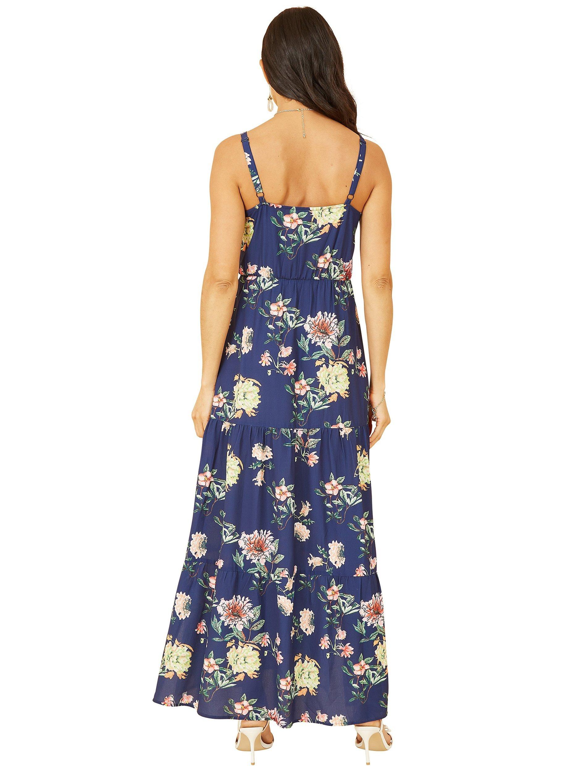 Product image 4 of 5, which shows Yumi Floral Print Maxi Dress, Navy, 16