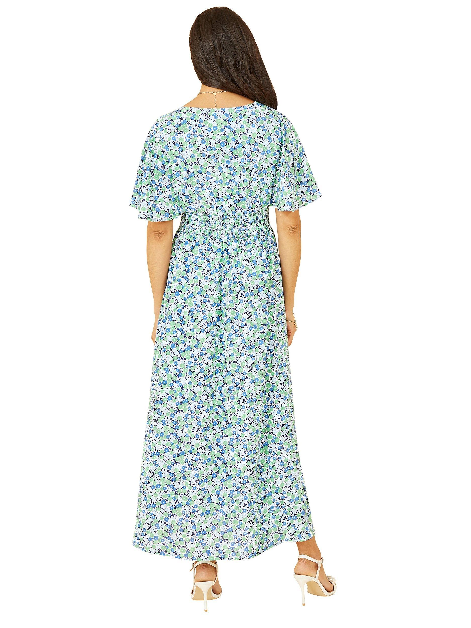 Product image 5 of 6, which shows Yumi Ditsy Print Maxi Dress, Green, 10