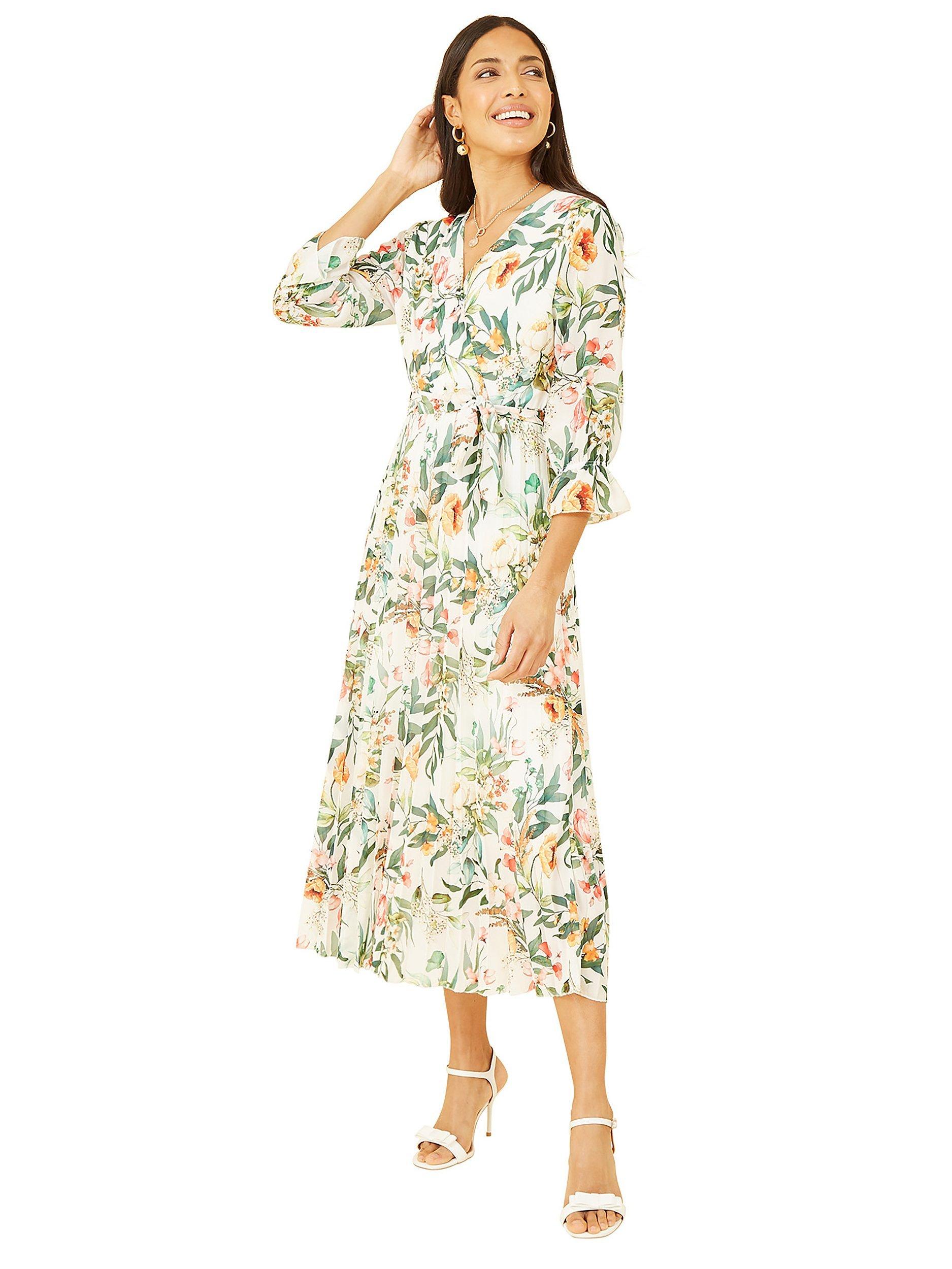 Yumi Floral Print Midi Dress, Ivory