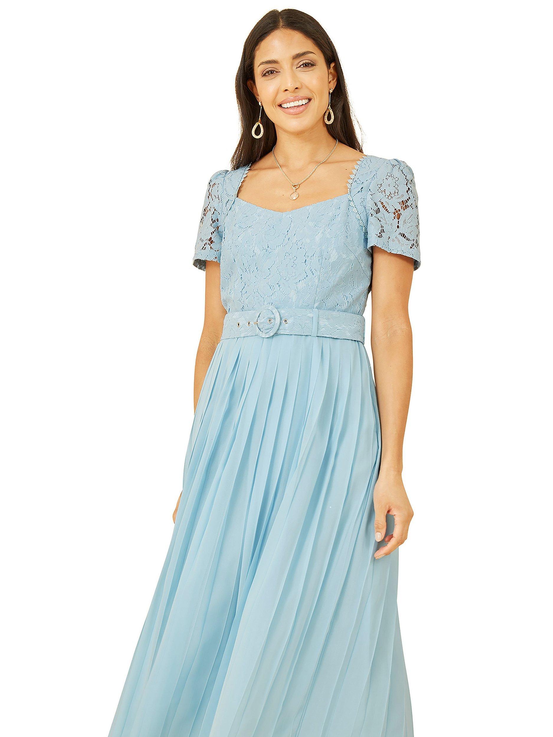 Product image 4 of 4, which shows Yumi Lace Pleated Midi Dress, Blue, 14