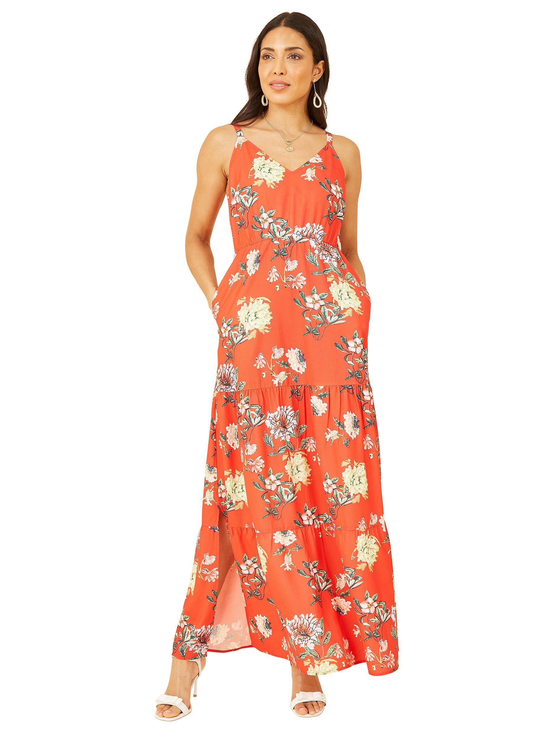 Product image 2 of 4, which shows Yumi Floral Print Maxi Dress, Red, 8