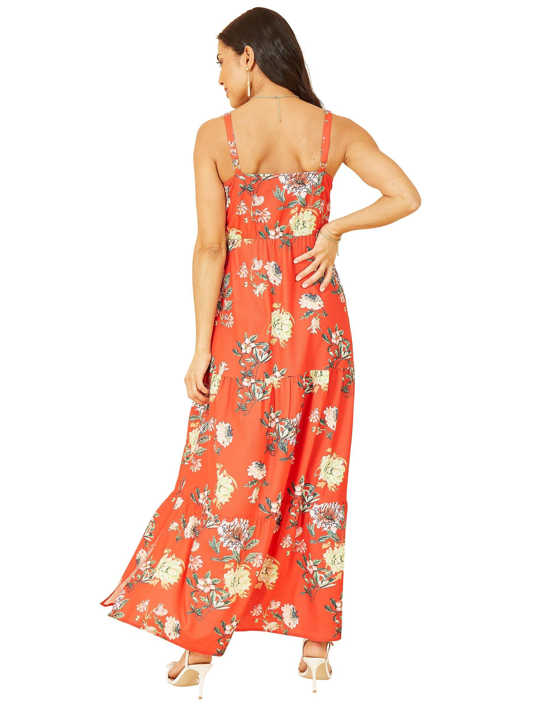 Product image 4 of 4, which shows Yumi Floral Print Maxi Dress, Red, 8