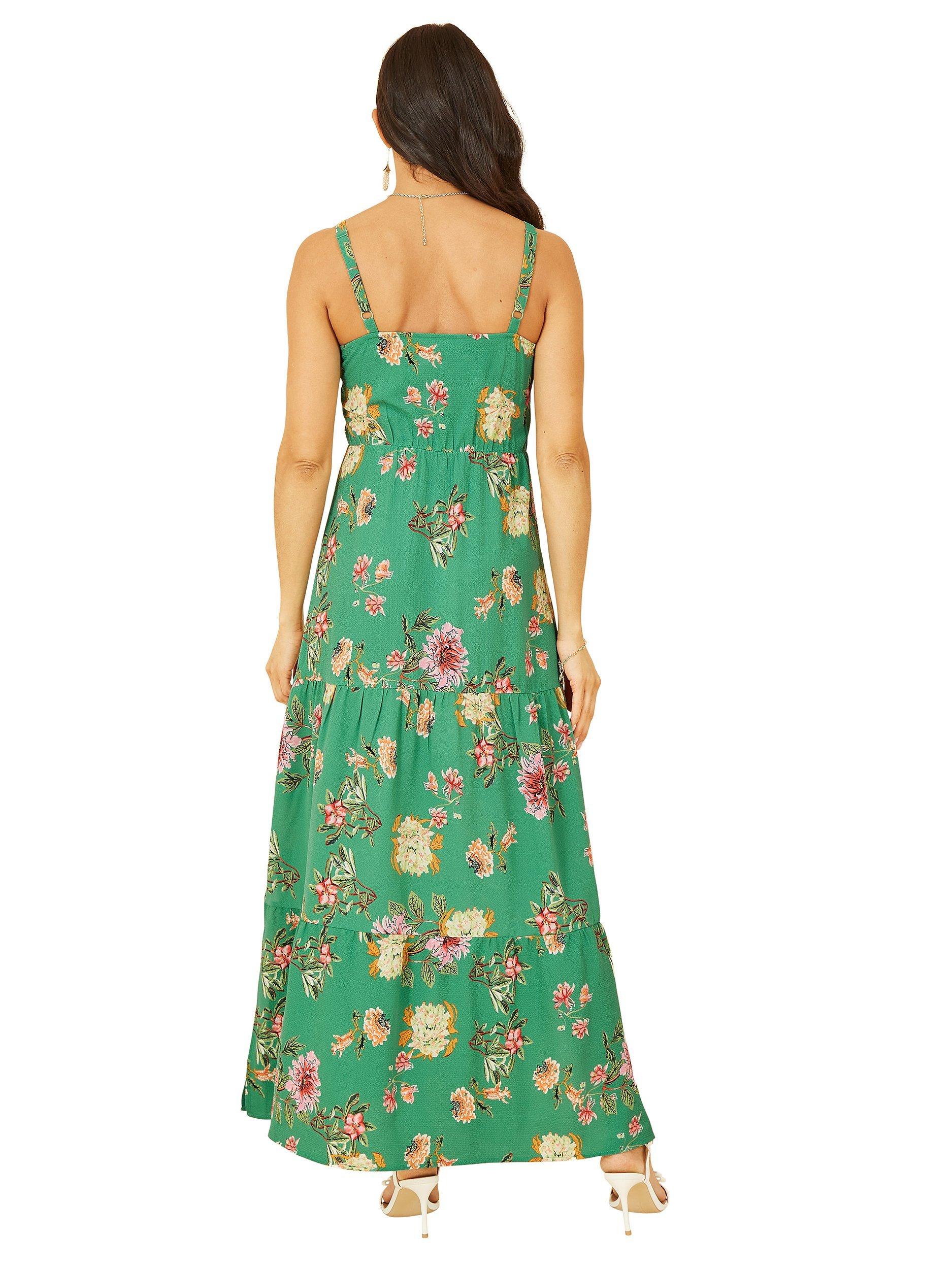 Product image 3 of 3, which shows Yumi Floral Print Maxi Dress, Green, 8