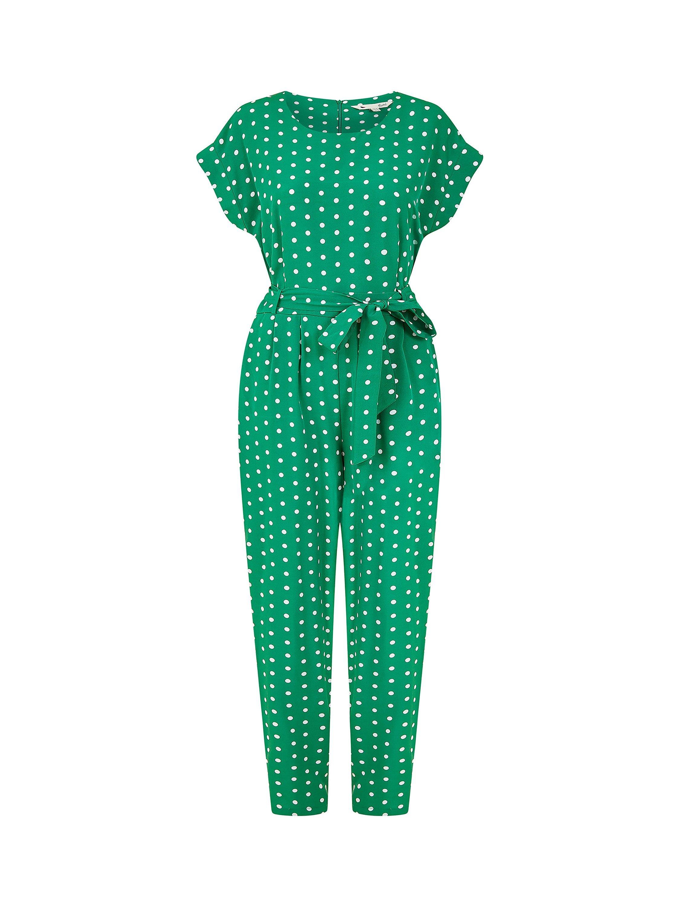 Product image 4 of 4, which shows Yumi Spot Print Jumpsuit, Green, 8