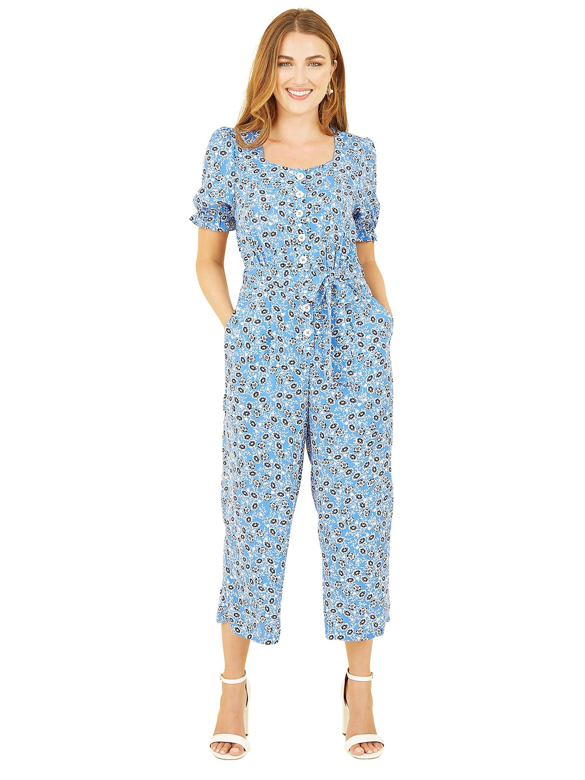 Product image 4 of 5, which shows Yumi Spring Meadow Floral Jumpsuit, Blue, 10