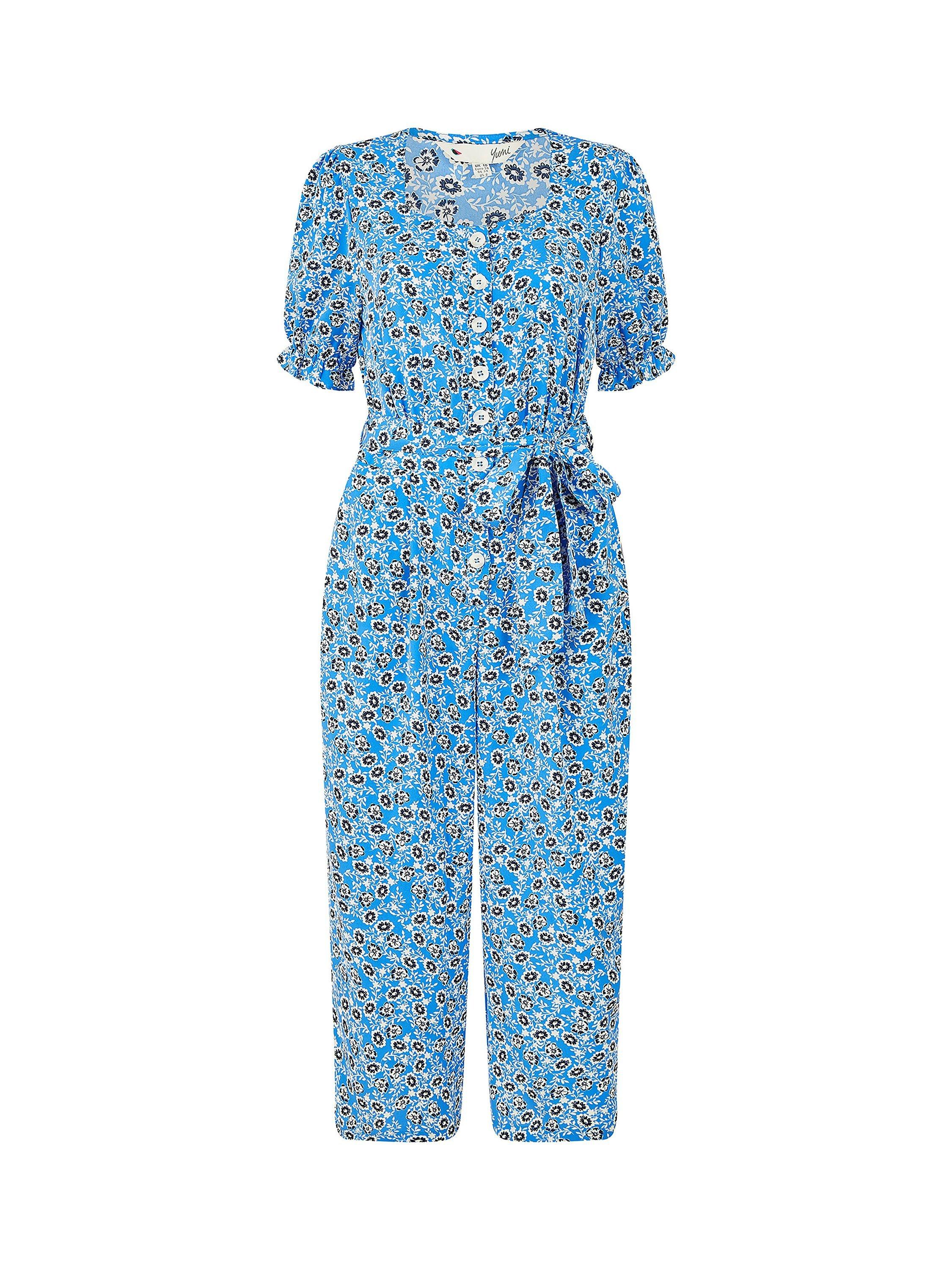 Product image 5 of 5, which shows Yumi Spring Meadow Floral Jumpsuit, Blue, 10