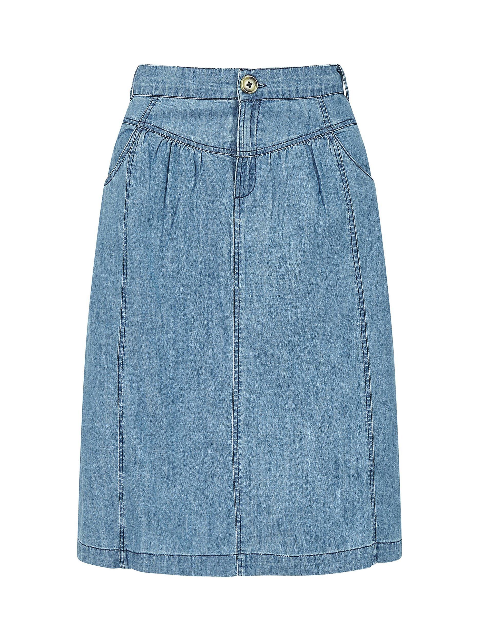 Product image 4 of 4, which shows Yumi Chambray A-Line Skirt, Light Blue, 8