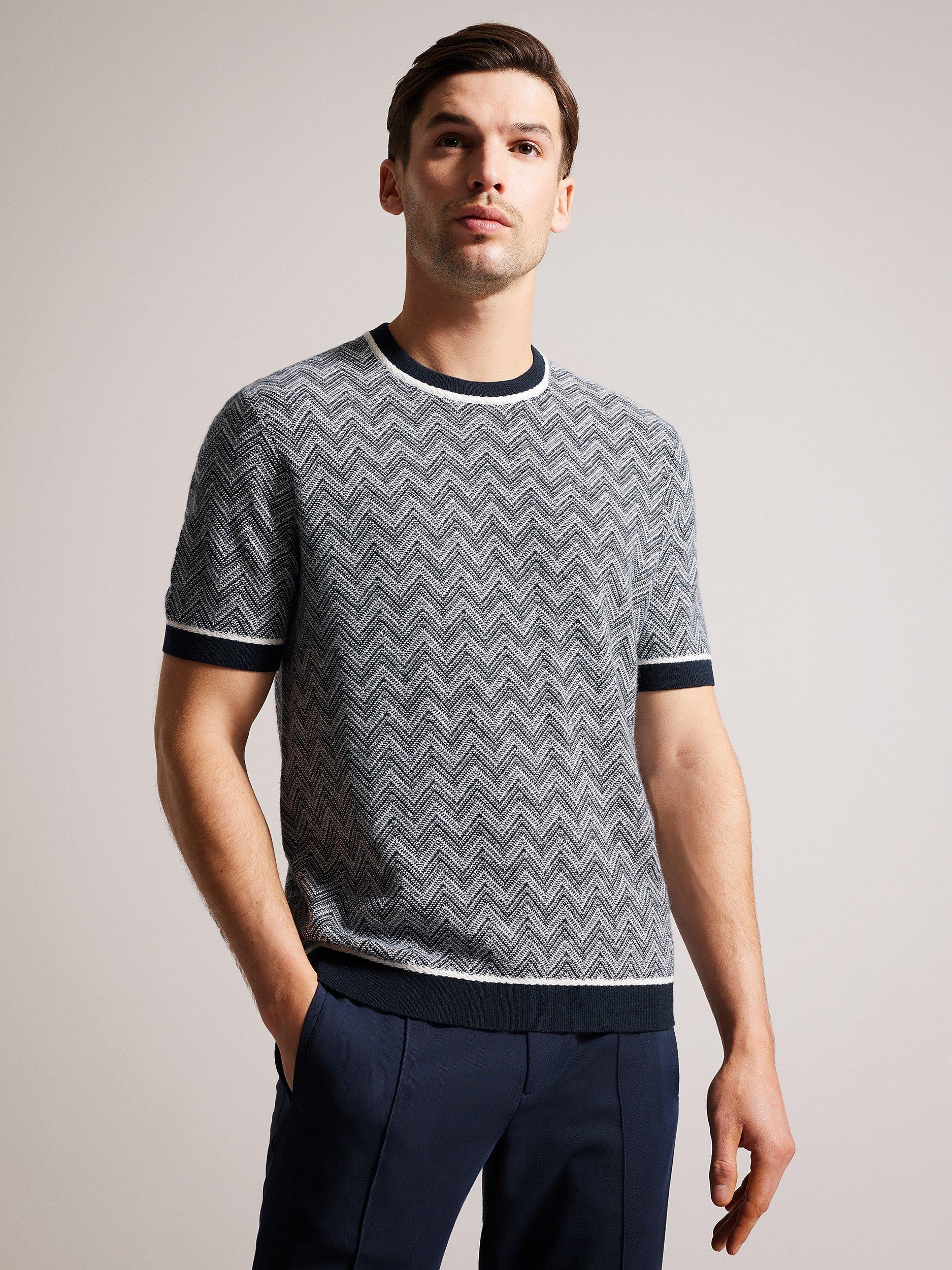 Ted Baker Nudla Knitted T-Shirt, Navy/Multi
