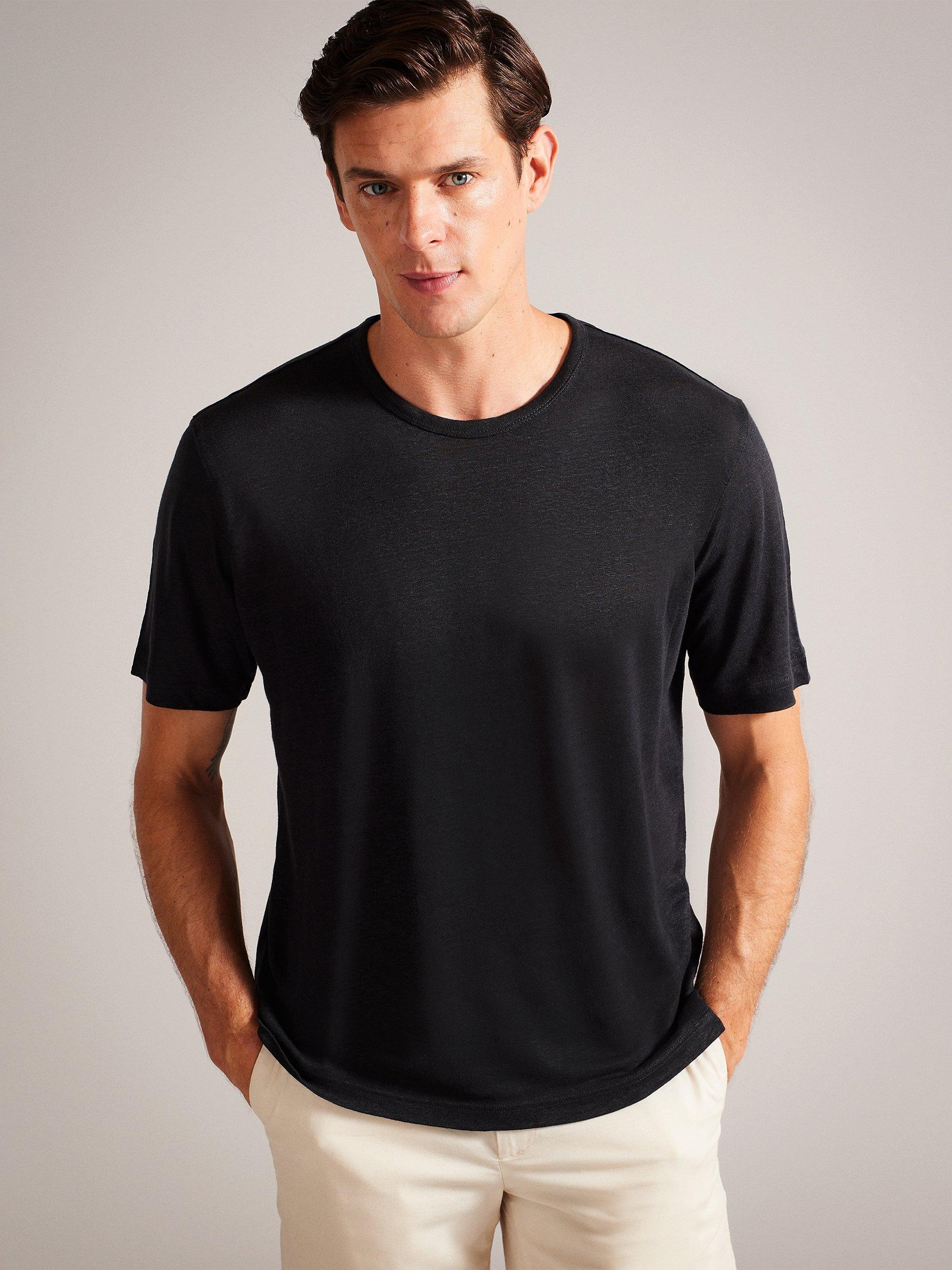 Ted Baker Linlo Short Sleeve Linen T-Shirt, Black