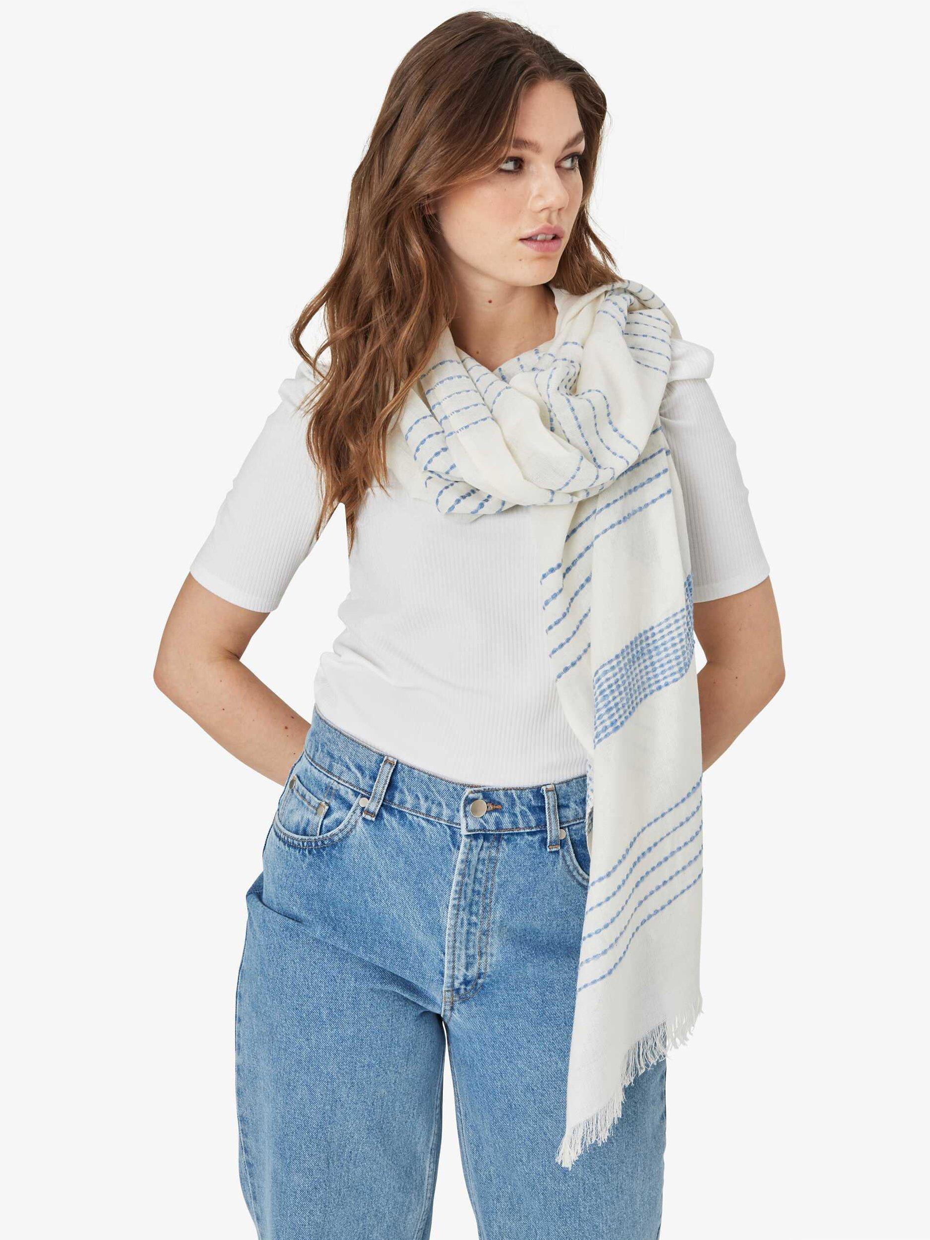 Unmade Copenhagen Lania Scarf, Art Offwhite/Blue, One Size