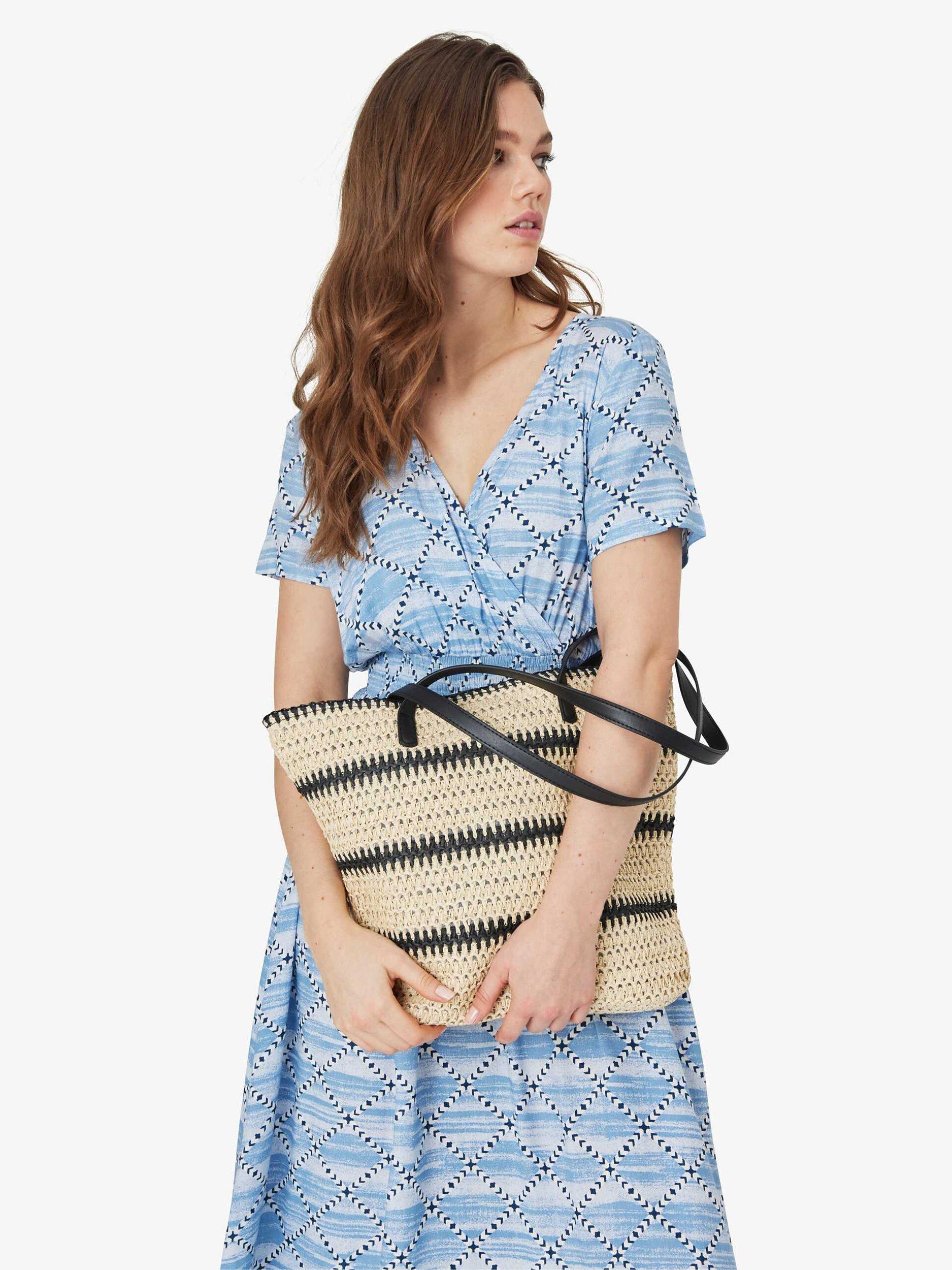 Unmade Copenhagen Laia Stripe Beach Bag, Art Black/Sand