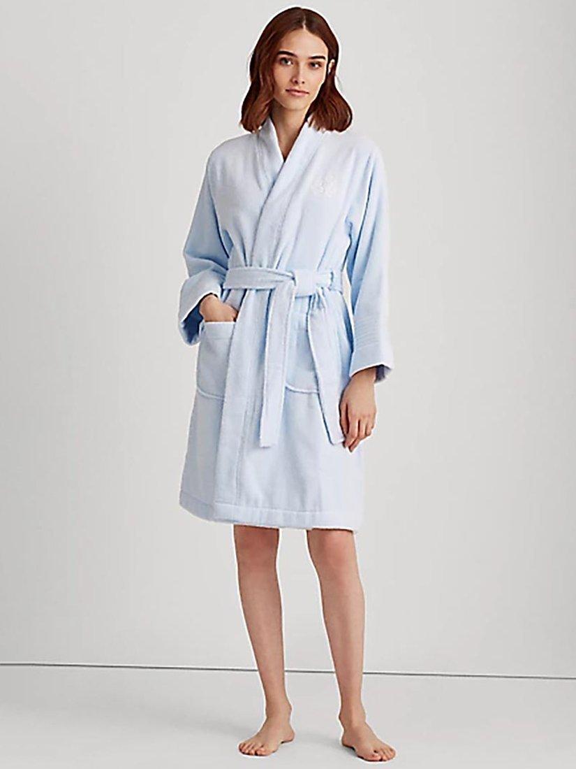 Product image 1 of 4, which shows Lauren Ralph Lauren Greenwich Towelling Robe, Blue, S
