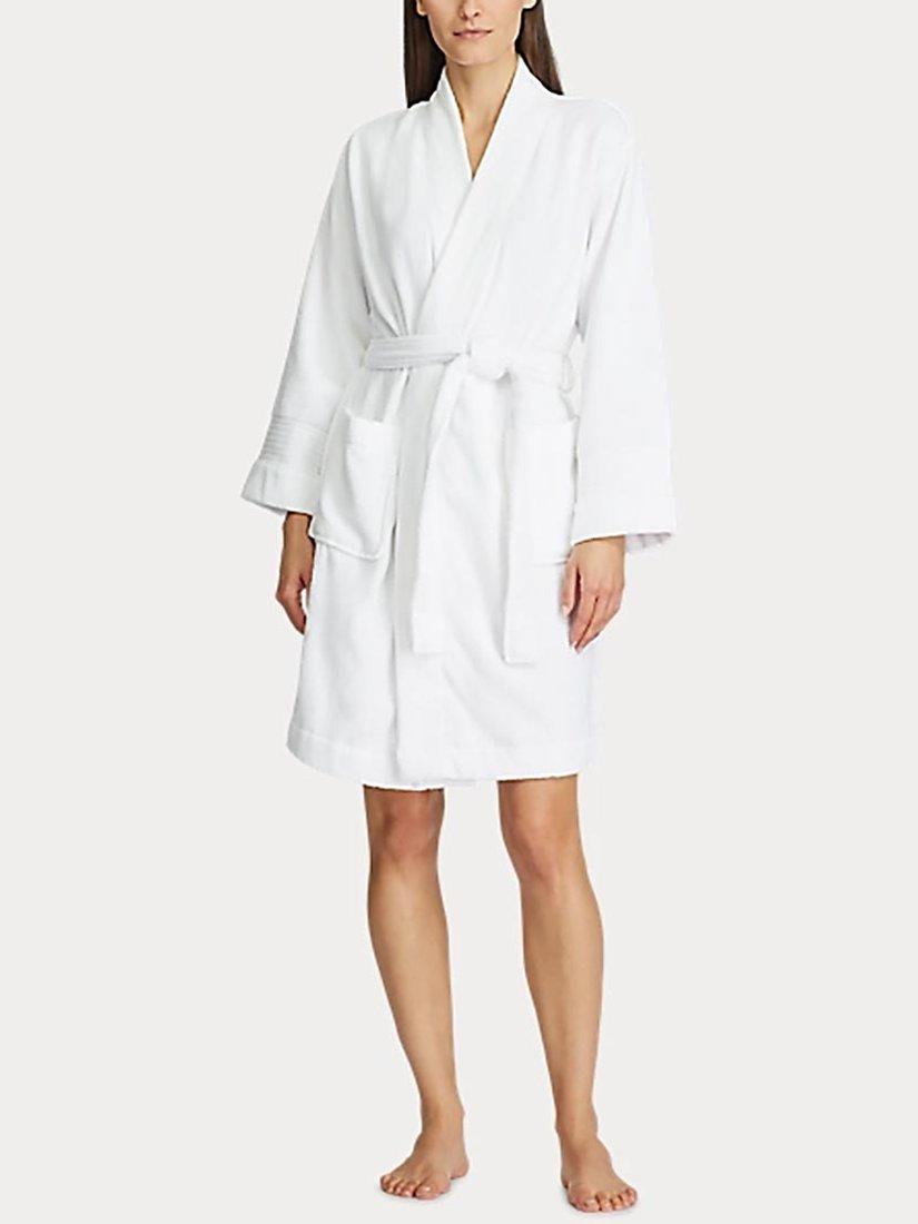 Product image 1 of 4, which shows Lauren Ralph Lauren Greenwich Towelling Robe, White, S