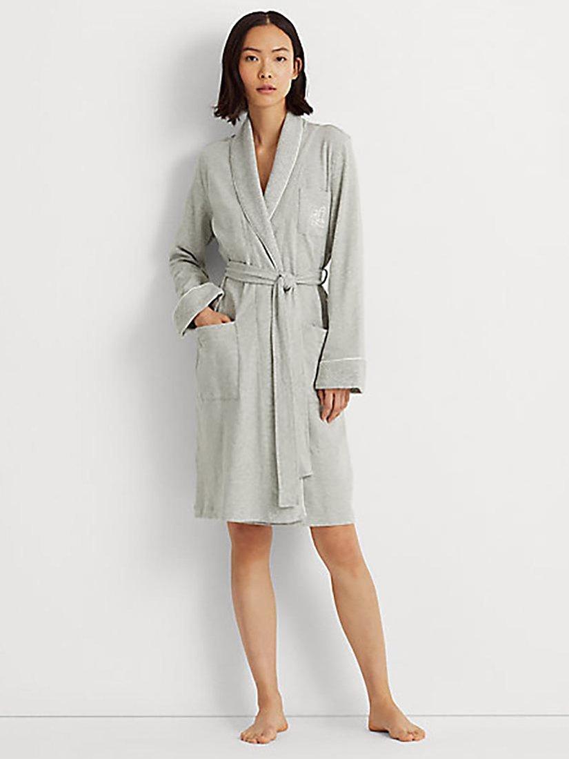 Product image 1 of 5, which shows Lauren Ralph Lauren Quilted Shawl Collar Robe, Grey, S