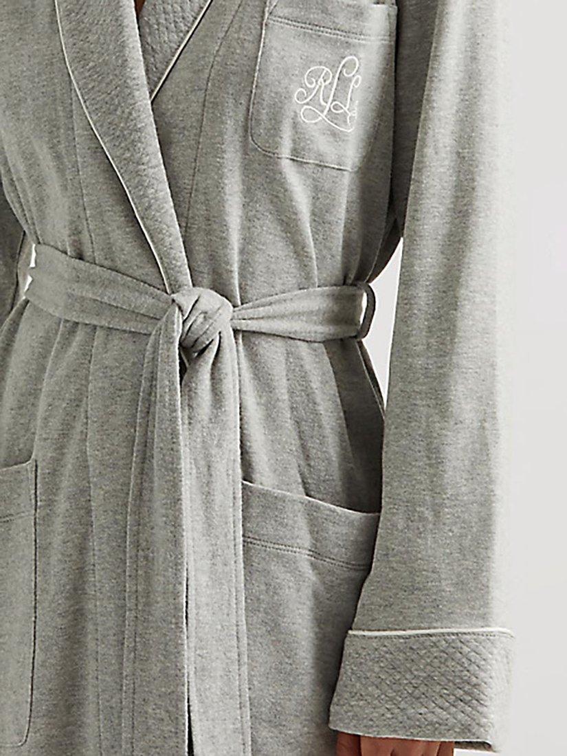 Product image 4 of 5, which shows Lauren Ralph Lauren Quilted Shawl Collar Robe, Grey, S