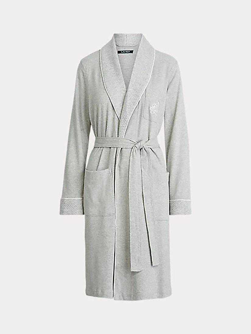 Product image 5 of 5, which shows Lauren Ralph Lauren Quilted Shawl Collar Robe, Grey, S
