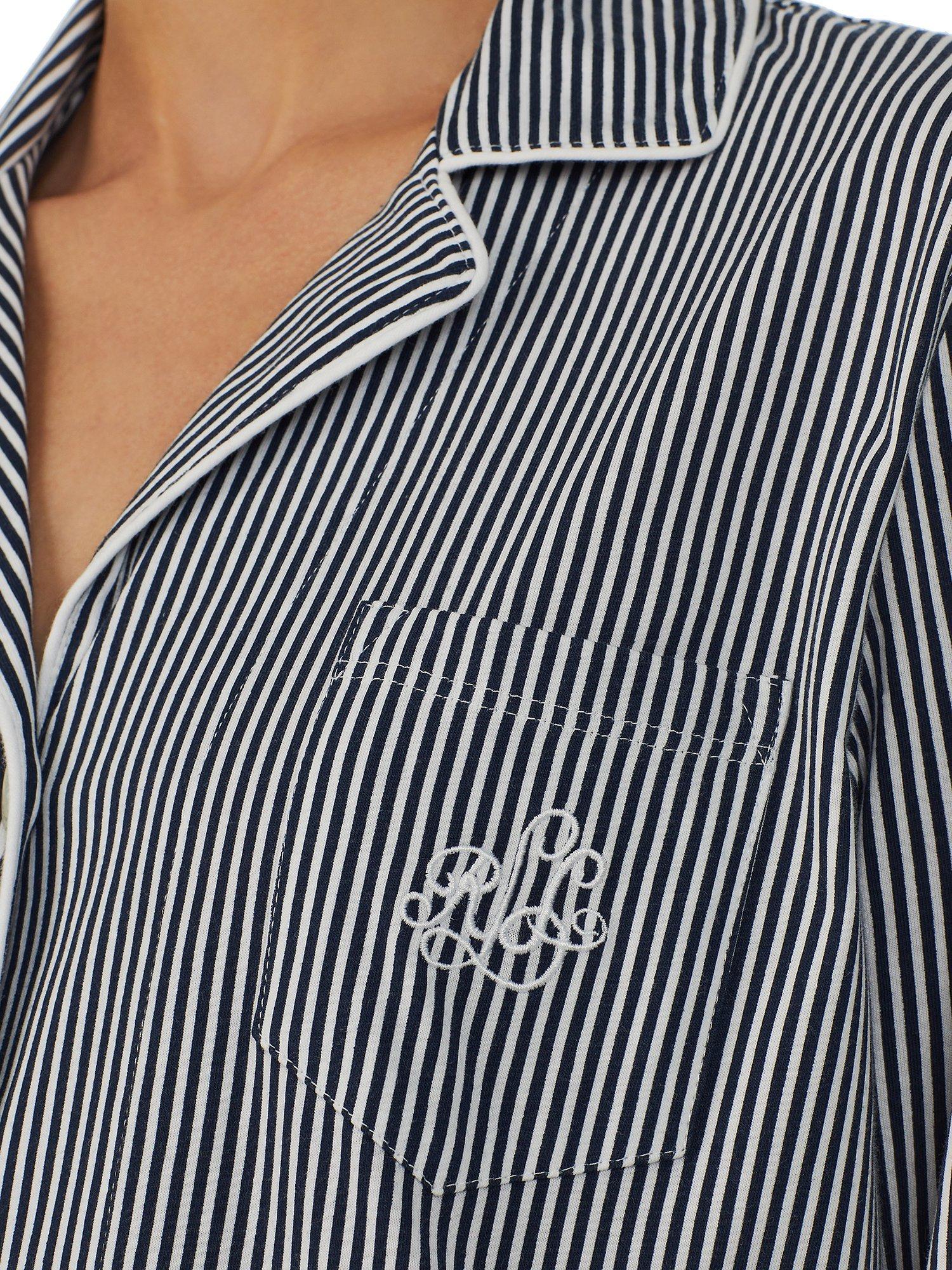 Lauren Ralph Lauren 3/4 Sleeve Capri Stripe Pyjamas, Navy, S