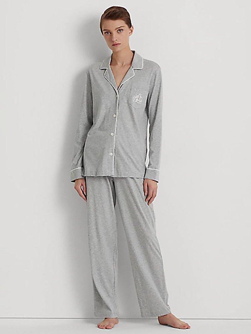 Lauren Ralph Lauren Notch Collar Long Sleeve Pyjamas Grey