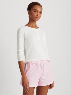 Lauren Ralph Lauren Core Stripe Cotton Pyjama Boxer Shorts, Pink