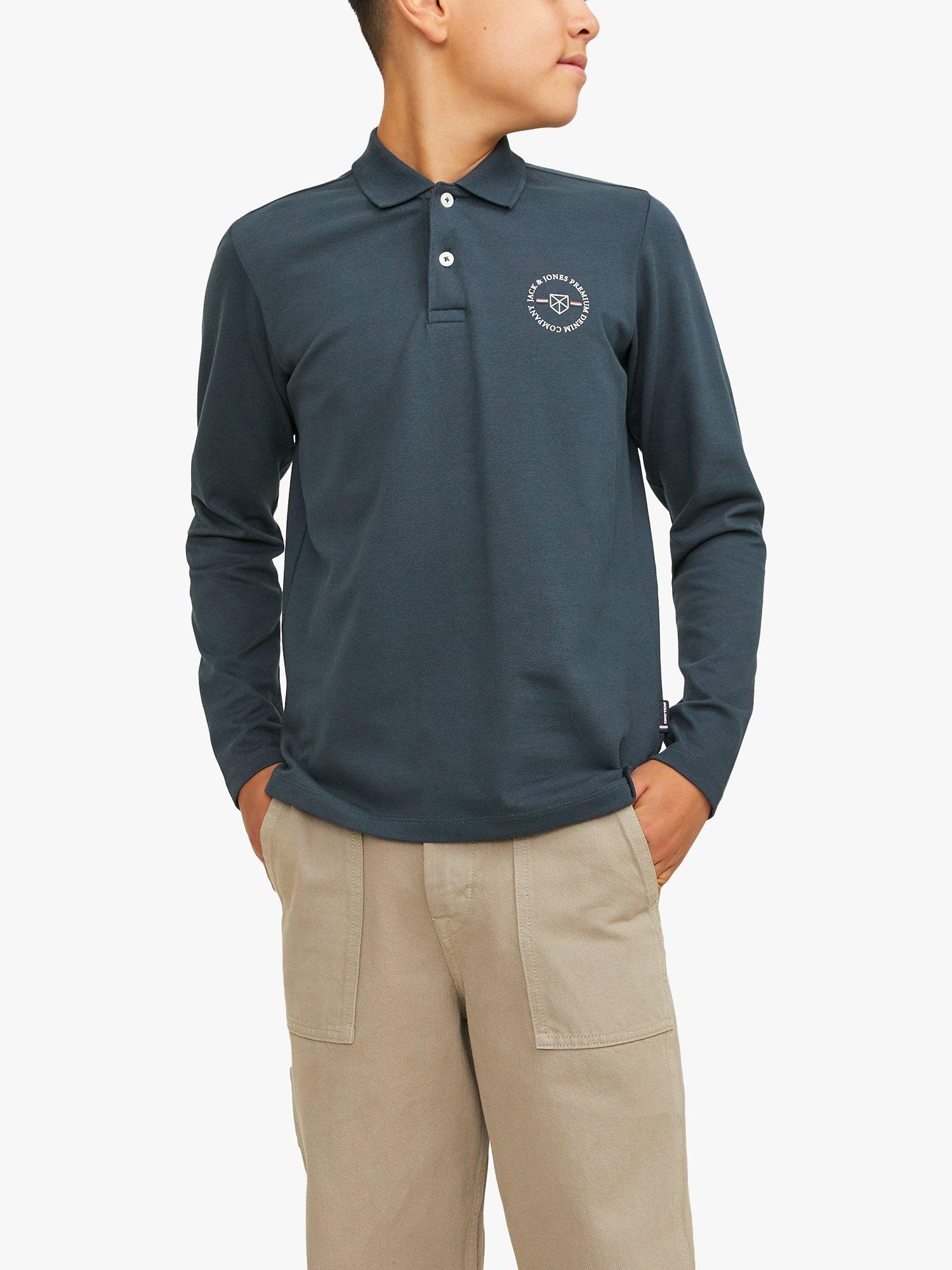 Jack & Jones Kids' Jprblushield Long Sleeve Polo Shirt, Green