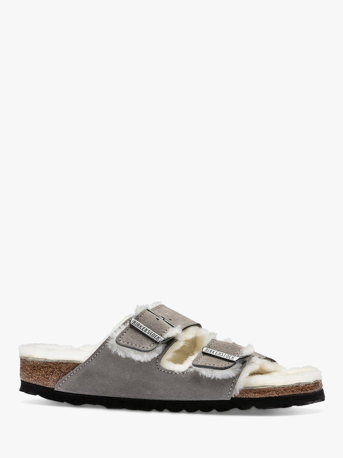 Birkenstock Arizona Suede Sheepskin Sandals, Stone Coin