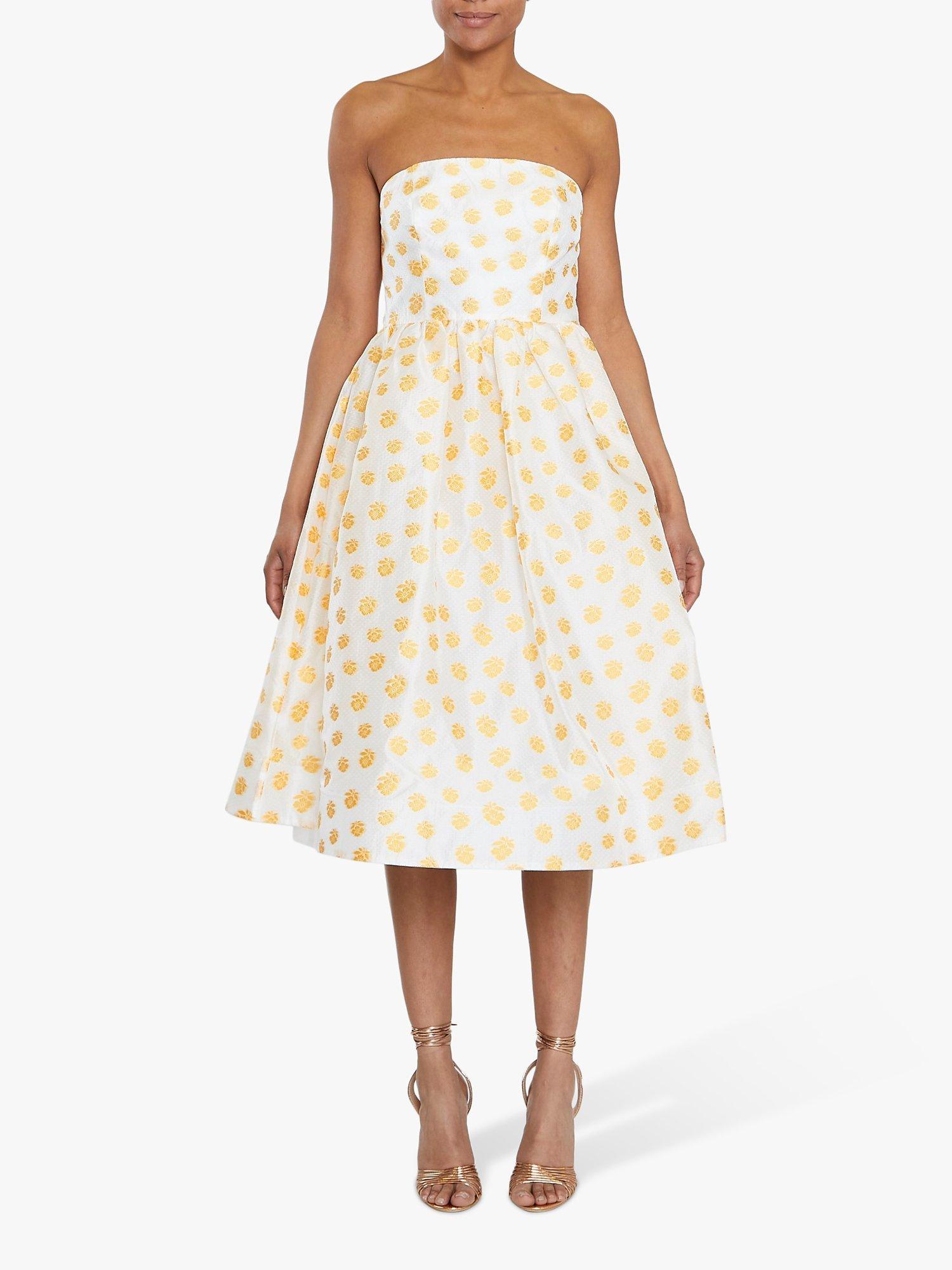 True Decadence Floral Jacquard Dress Cream Mustard